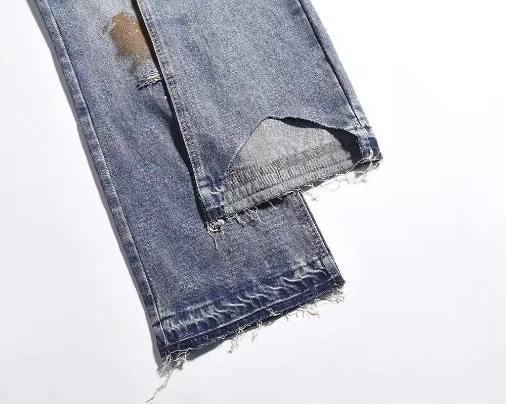 Jean × Vintage Streetwear Washed Frayed Casual Baggy Denim Size US 35 - 6 Thumbnail