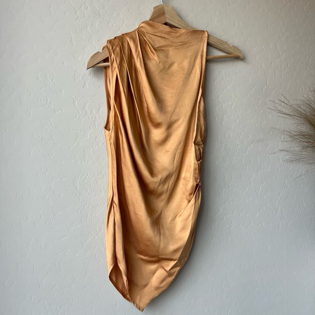 A.L.C. NEW A.LC. Blouse Silky Asymmetrical Ruched Sleeveless Top Fa Size XS / US 0-2 / IT 36-38 - 4 Thumbnail