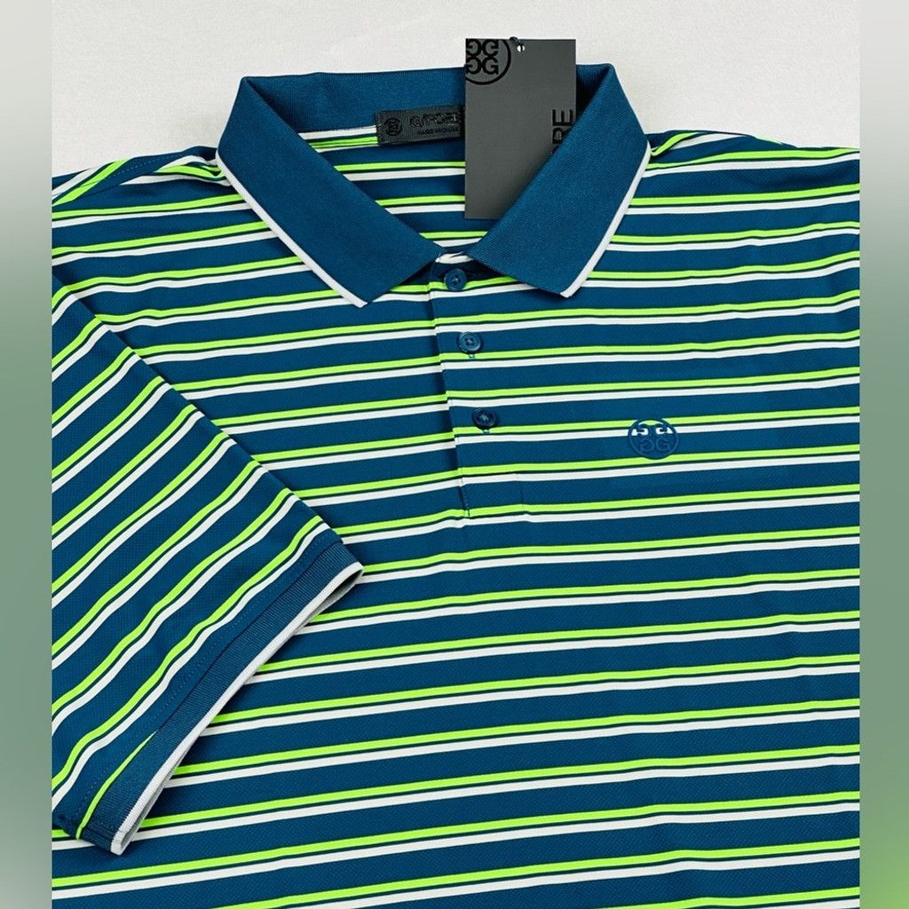 G/FORE G/Fore Men’s Med Blue Green Stripe Golf Jersey Polo Shirt Size US M / EU 48-50 / 2 - 1 Thumbnail