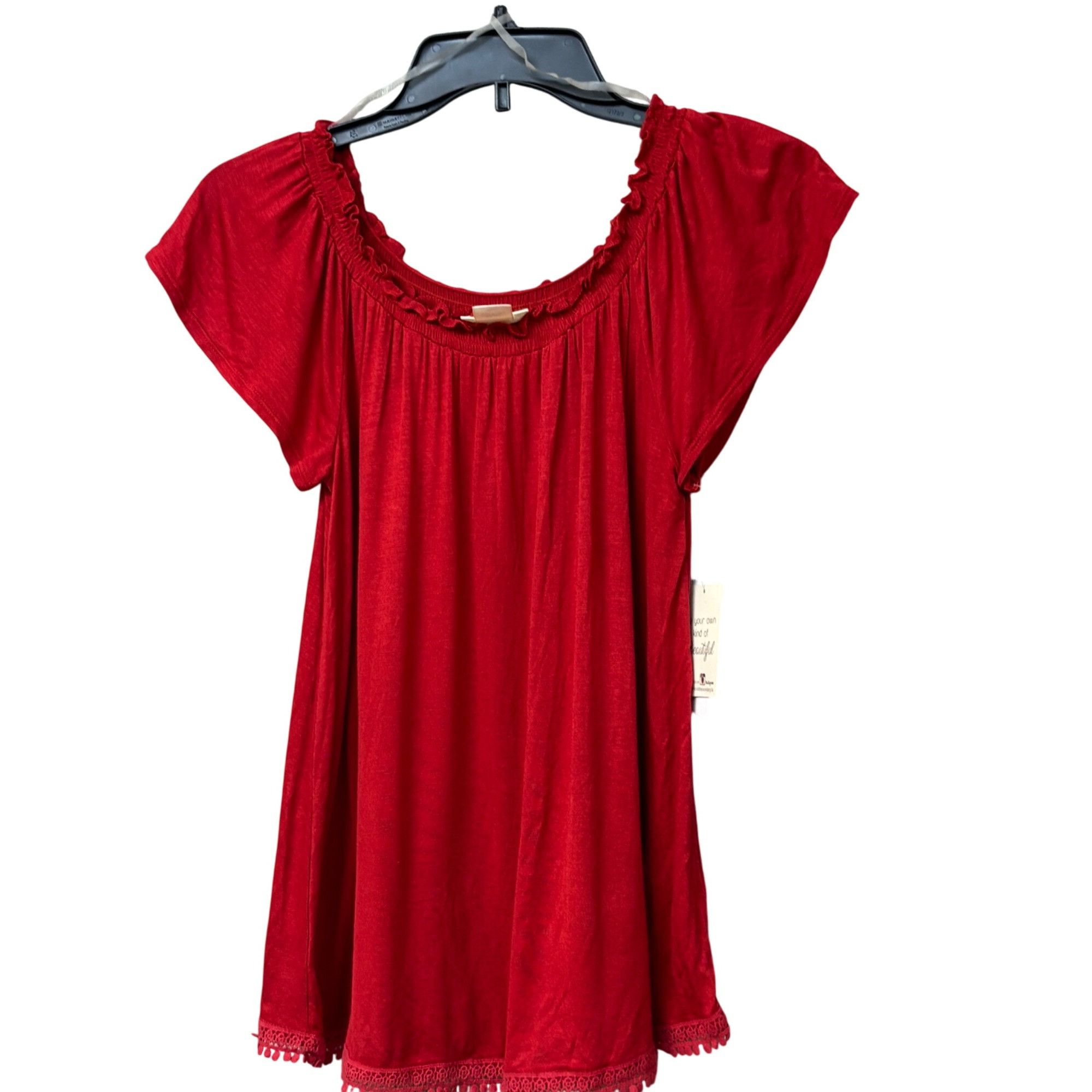 Other Belle Du Jour Juniors' Flutter Sleeve Peasant Top, Pomegran Size S / US 4 / IT 40 - 10 Thumbnail