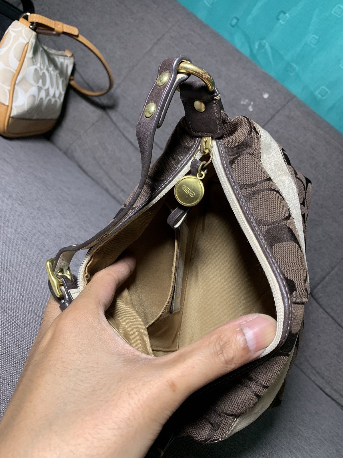 Coach COACH BROWN SIGNATURE MINI HOBO BAG Size ONE SIZE - 19 Thumbnail