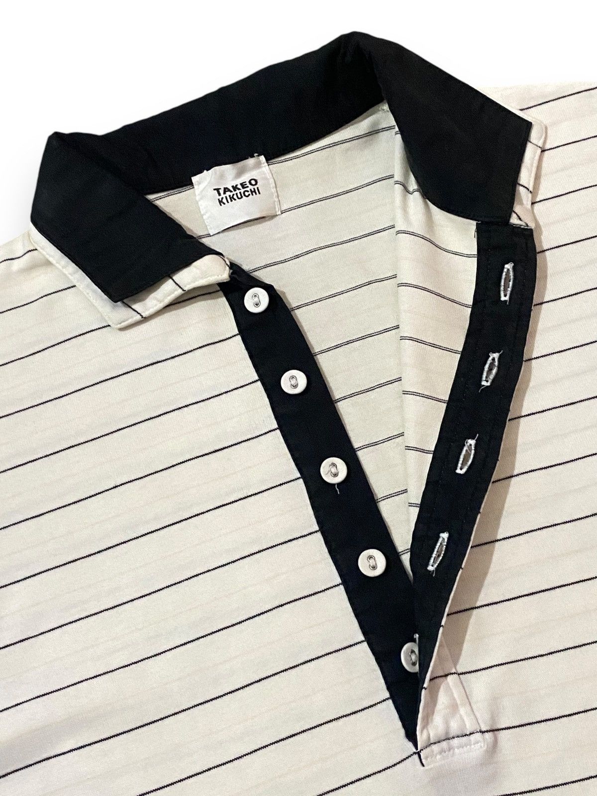 Japanese Brand × Takeo Kikuchi × Vintage TAKEO KIKUCHI JAPAN STRIPES FORMAL POLOS TEE Size US M / EU 48-50 / 2 - 5 Thumbnail
