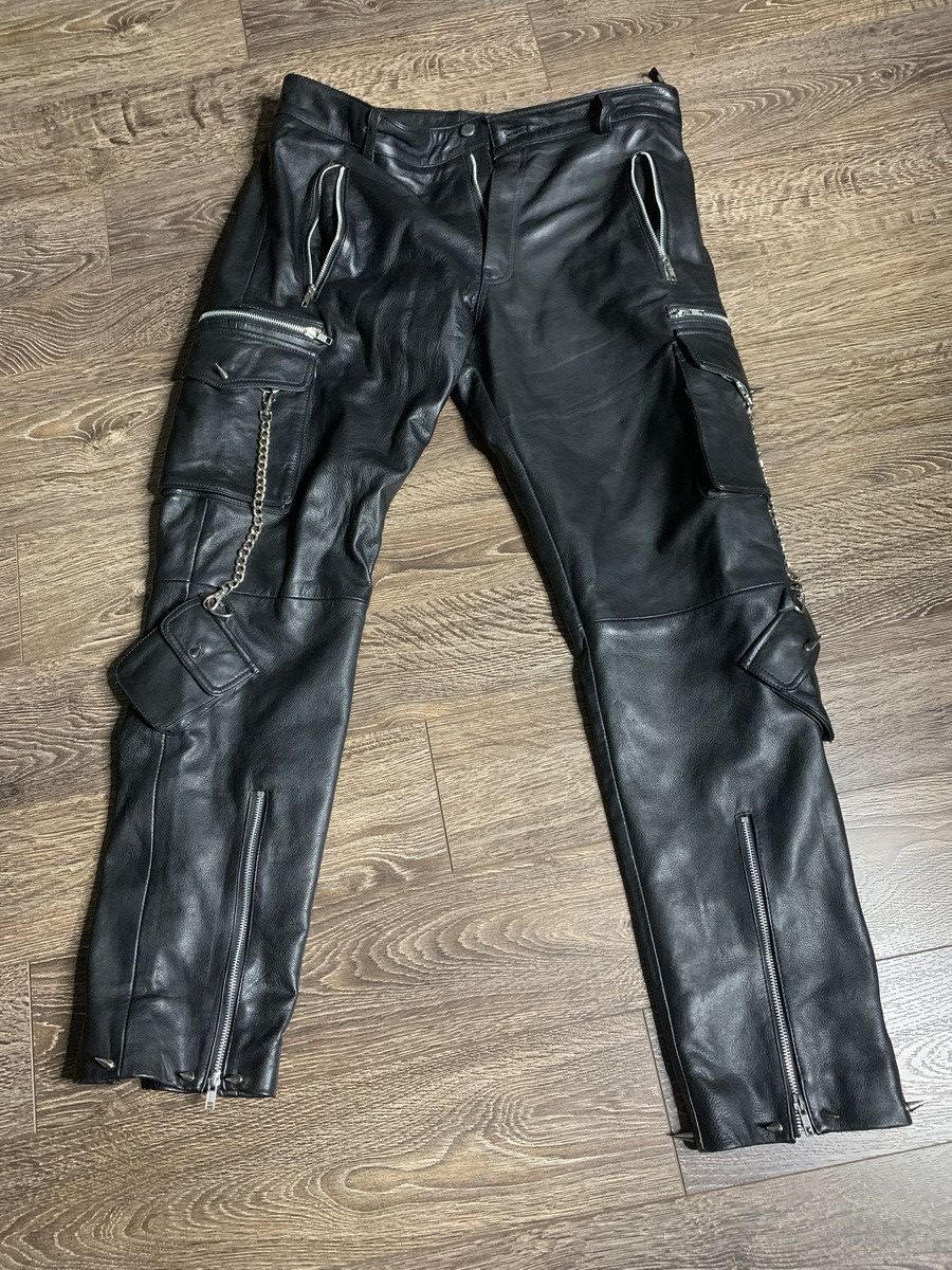 Designer Lucid Leather Biker Pants Size US 34 / EU 50 - 1 Thumbnail