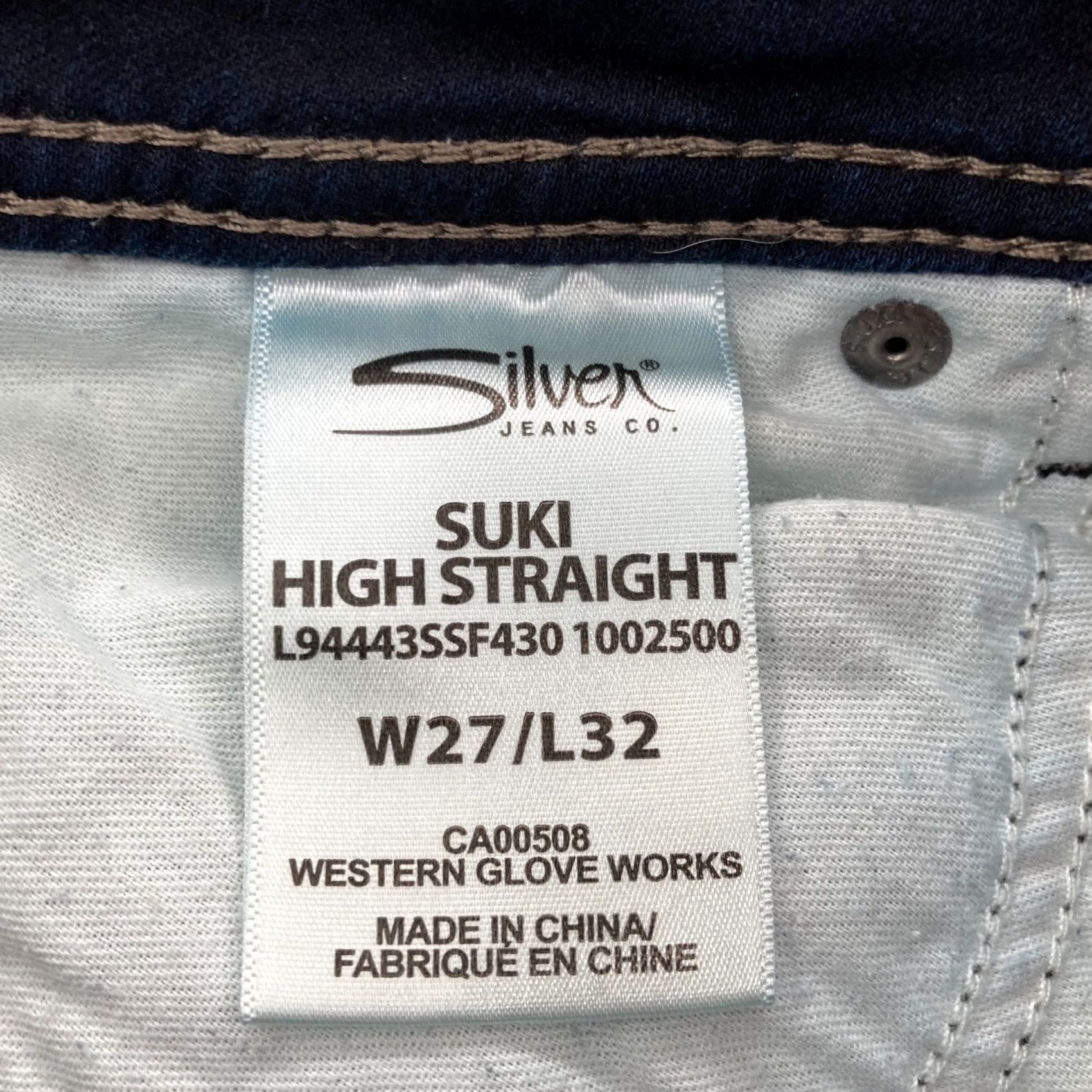 Silver Jeans Co. Silver Jeans Suki Straight Women's 27x32 Dark Blue Denim Grunge Slim Jeans Size 27" / US 4 / IT 40 - 6 Thumbnail