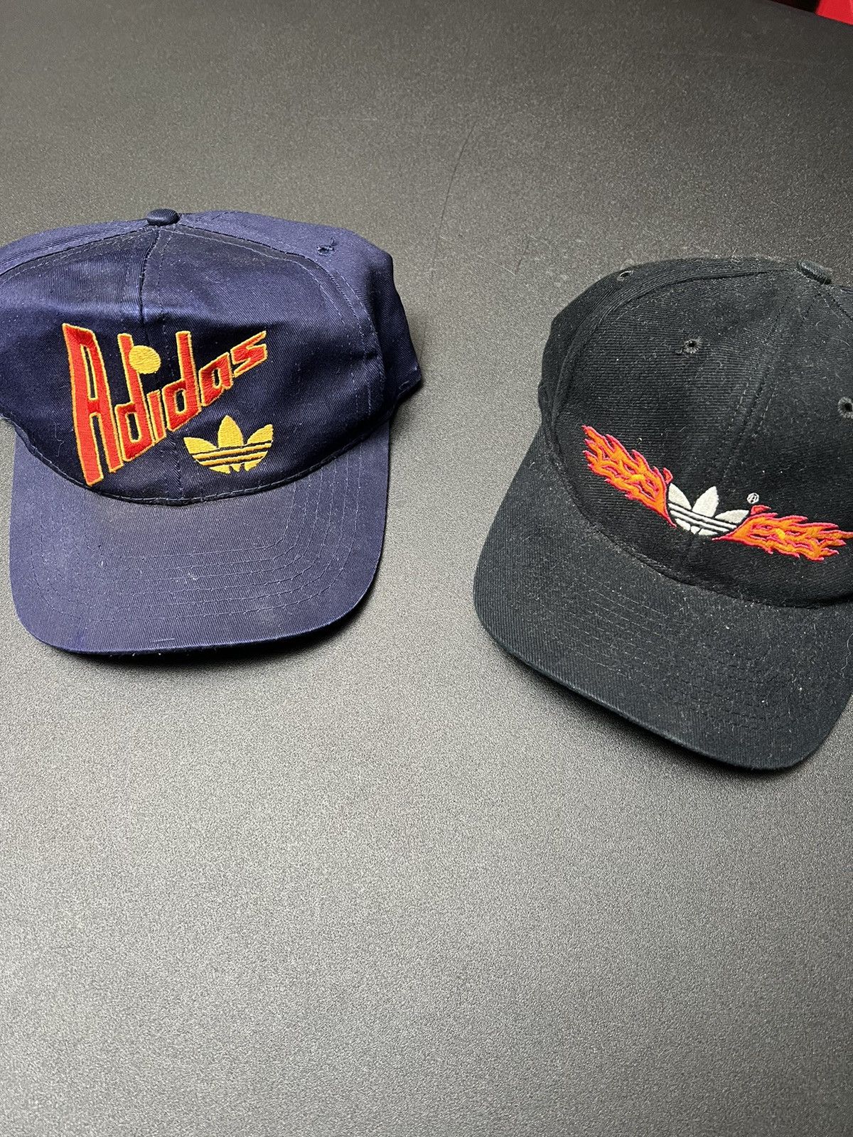 Vintage adidas flame/adidas hat bundle OSFA navy & black hat