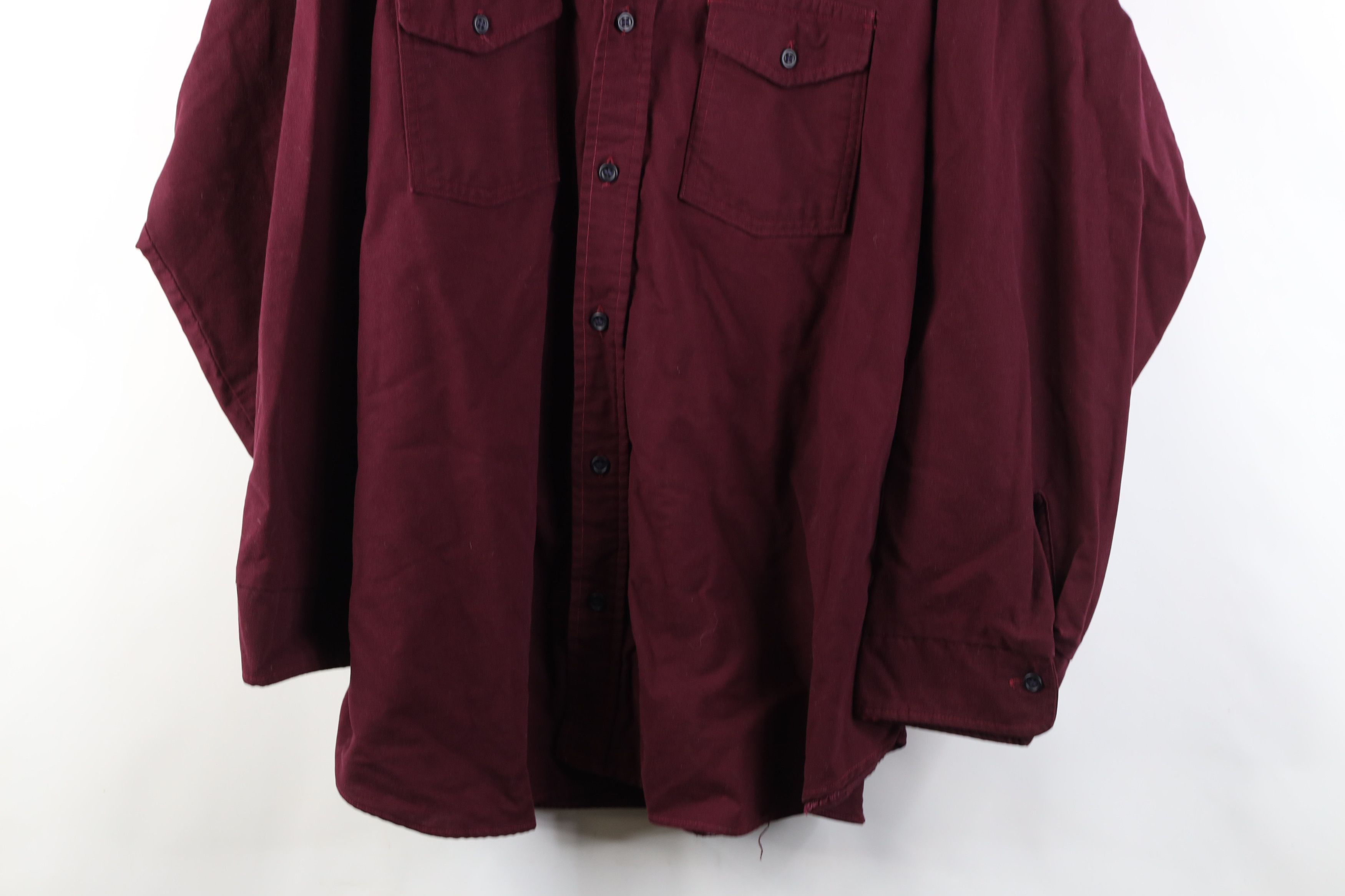 Vintage Vintage 70s Streetwear Chamois Cloth Button Shirt Maroon USA Size US XXL / EU 58 / 5 - 3 Thumbnail