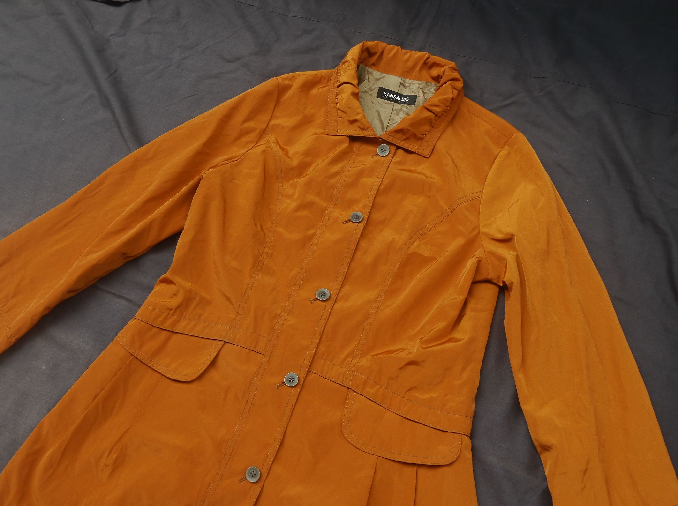 Kansai Yamamoto (J824) Kansai Bis Collection Orange Polyester Coat Sz 9 Size S / US 4 / IT 40 - 5 Thumbnail