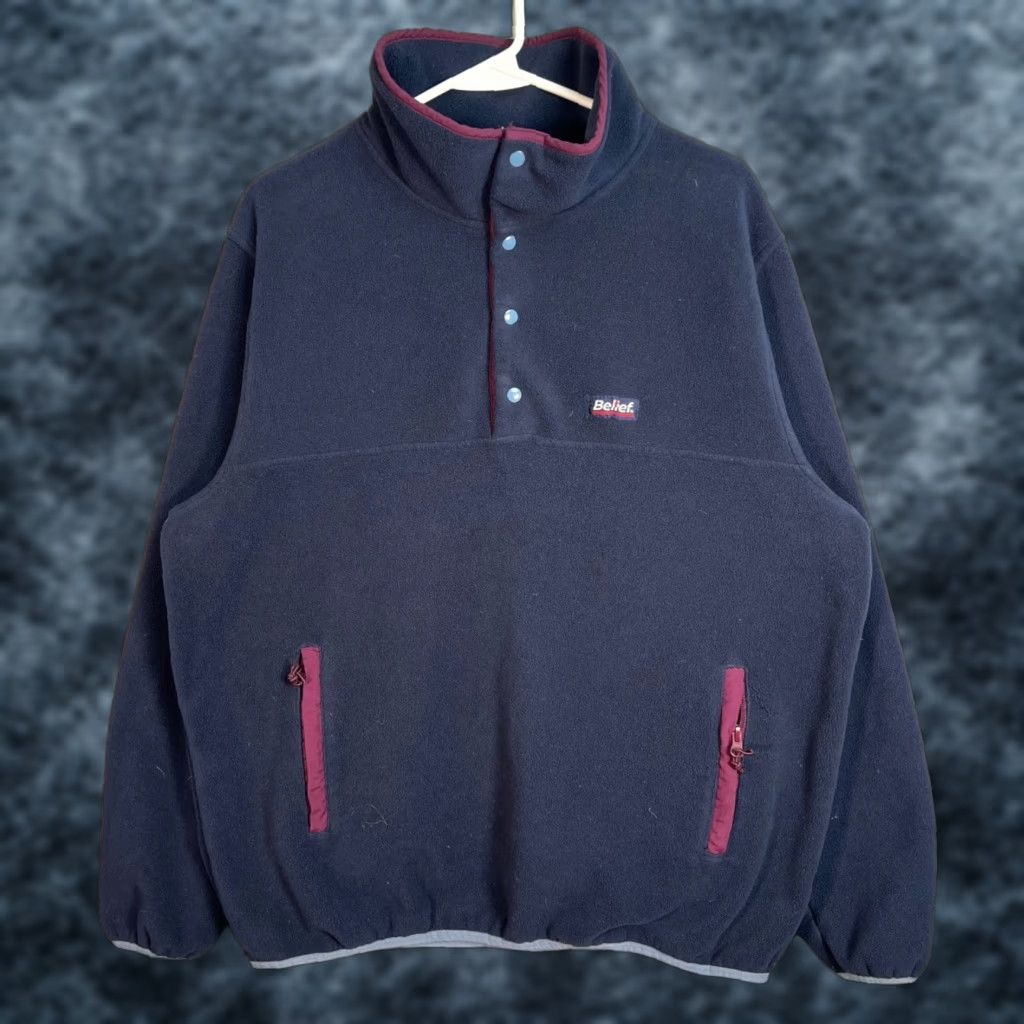 Vintage Belief Mens Size Small Fleece Pullover Sweatshirt Navy Blue Comfort Solid Sweatshirt Mens Small Blue Belief Sweatshirt Size US S / EU 44-46 / 1 - 1 Thumbnail