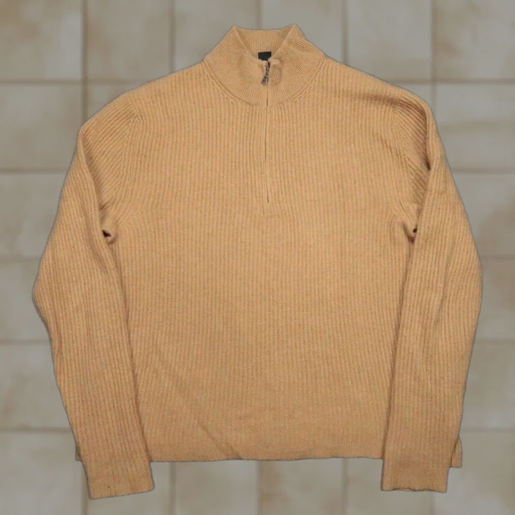 Banana Republic VINTAGE Banana Republic Sweater Men Large Brown Half Zip Pullover Ribbed Wool Camel Hair Crew Neck Slim Knit Pullover Winter Fall Spring Casual Mens Size US L / EU 52-54 / 3 - 1 Thumbnail