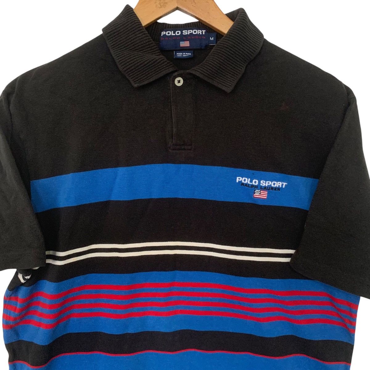 Polo Ralph Lauren × Vintage Vintage Polo Sports Stripe Polos Shirt Medium Size US M / EU 48-50 / 2 - 2 Thumbnail