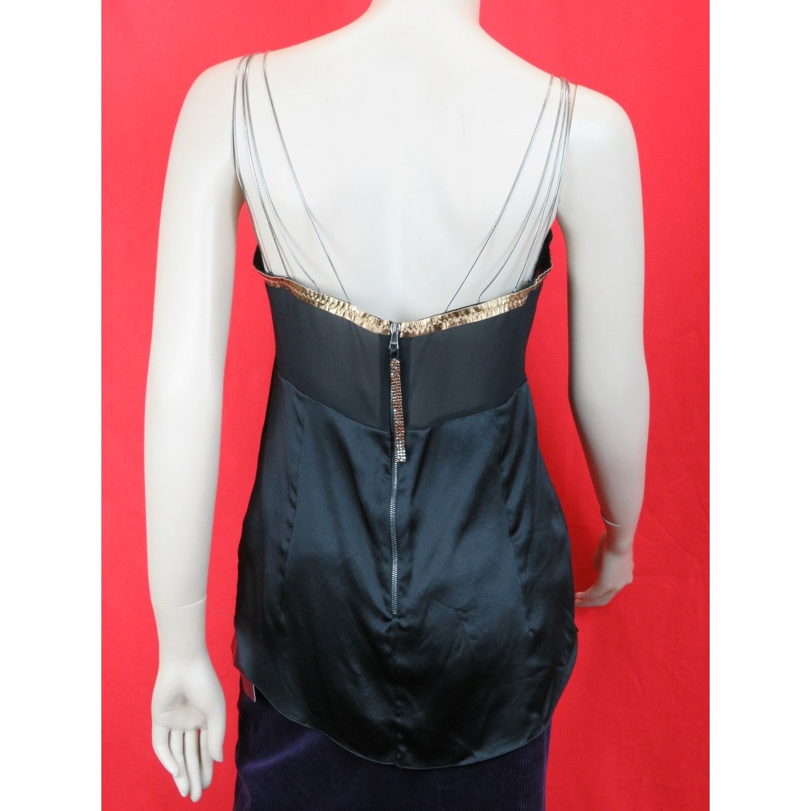 Dolce & Gabbana DOLCE GABBANA BLACK SILK 4X CHAIN STRAPS DRESS TOP 42 ITALY Size M / US 6-8 / IT 42-44 - 2 Thumbnail