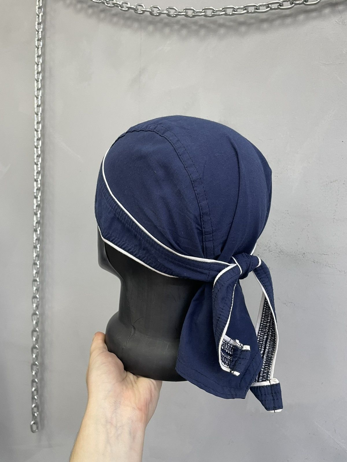 Nike Blue Y2K bandana hat Cap Swoosh Logo Embroidered