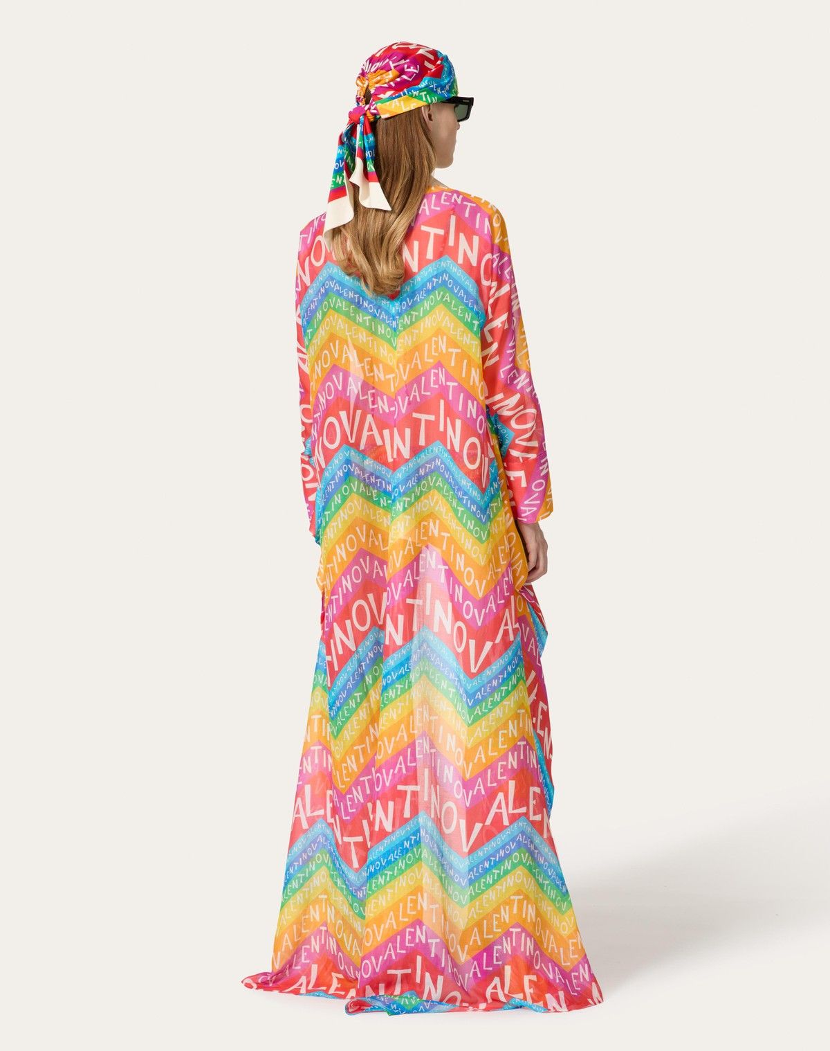 Valentino o1s1wg110525 Chevron 24 Muslin Cape in Multicolor Size M / US 6-8 / IT 42-44 - 4 Thumbnail