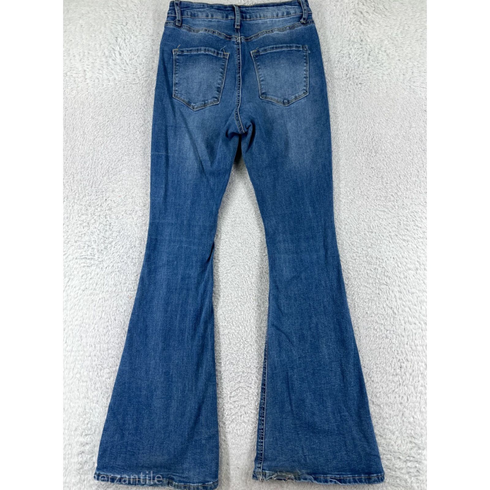 Vintage rue21 Jeans Women's Pants Flared Blue Denim 6 Cotton Blend Stretch Slim 5-Pocket Brand Size 28" / US 6 / IT 42 - 2 Thumbnail