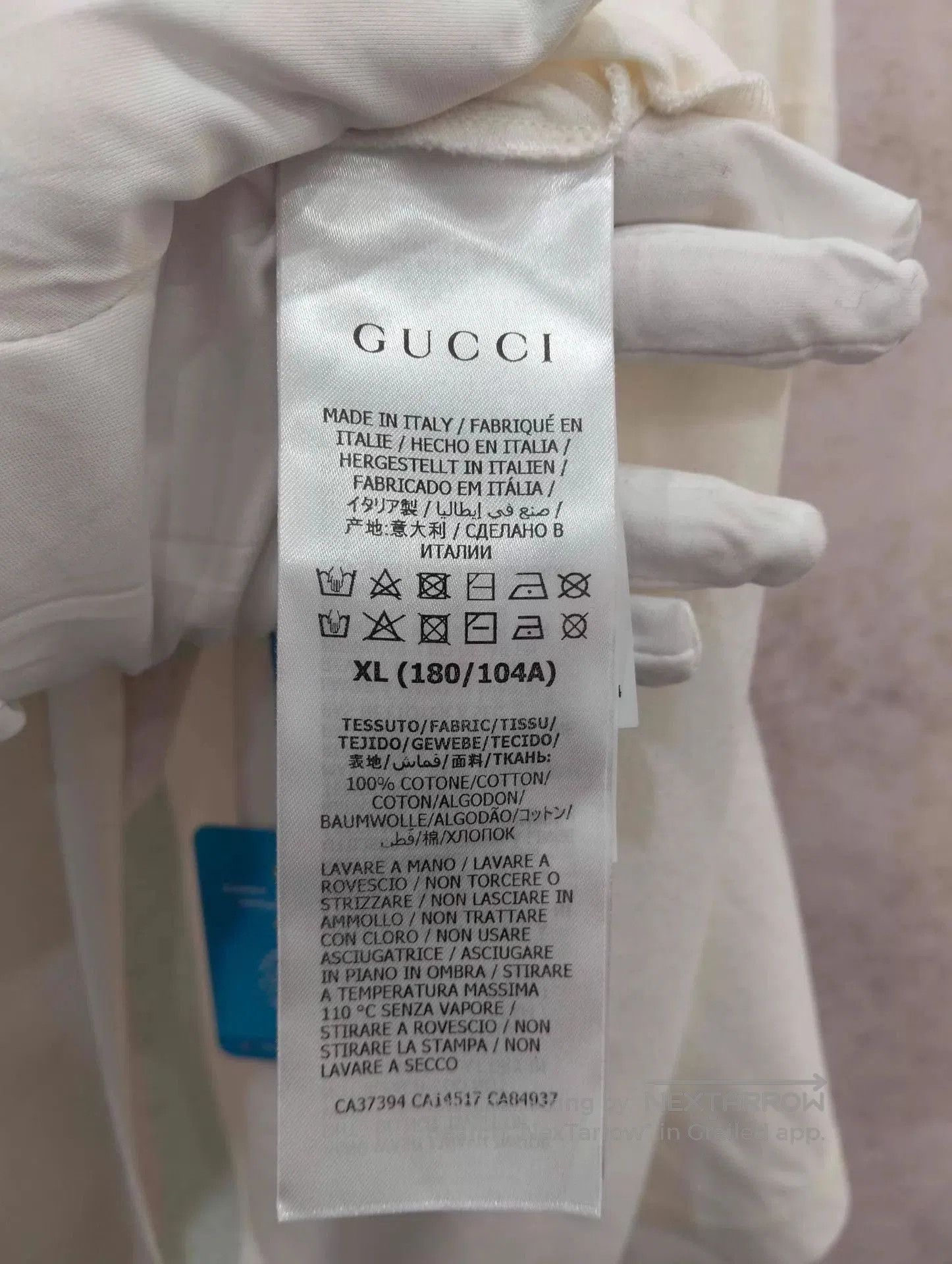 Gucci White Short Sleeve Shirt with Yellow 'FAKE' and Stripes. Size US XL / EU 56 / 4 - 5 Thumbnail