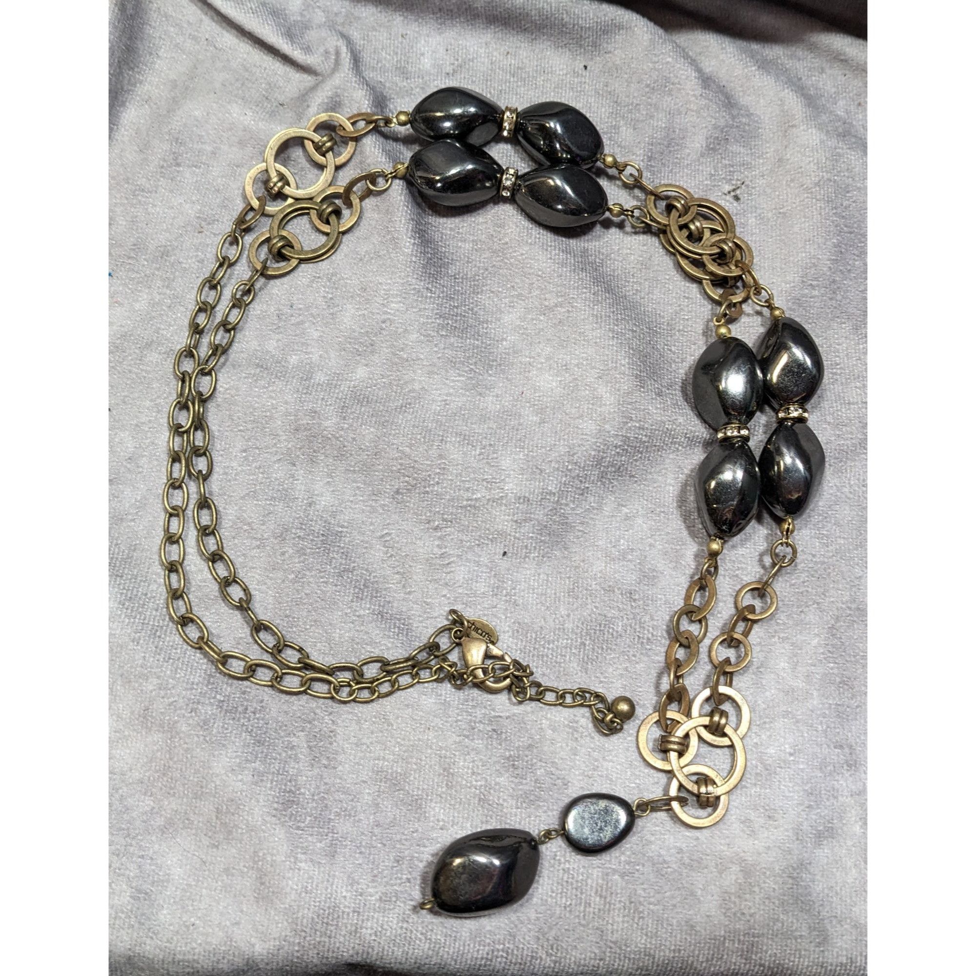 Chicos Chico's Modern Glam Faux Hematite And Rhinestone Necklace Size ONE SIZE - 5 Thumbnail