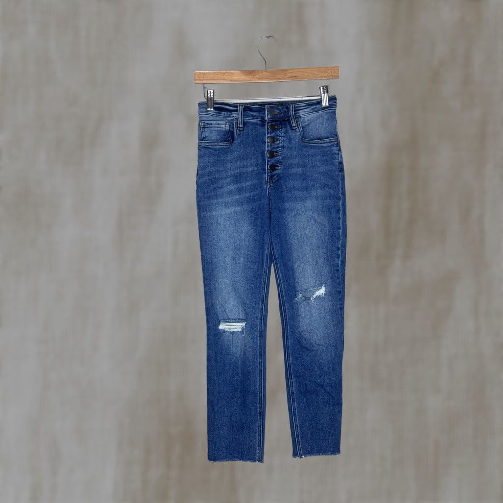 Vintage Kut From The Kloth Women's Blue Denim Jeans Distressed Button Fly Size 0 Size 25" / US 0 / IT 36 - 1 Thumbnail