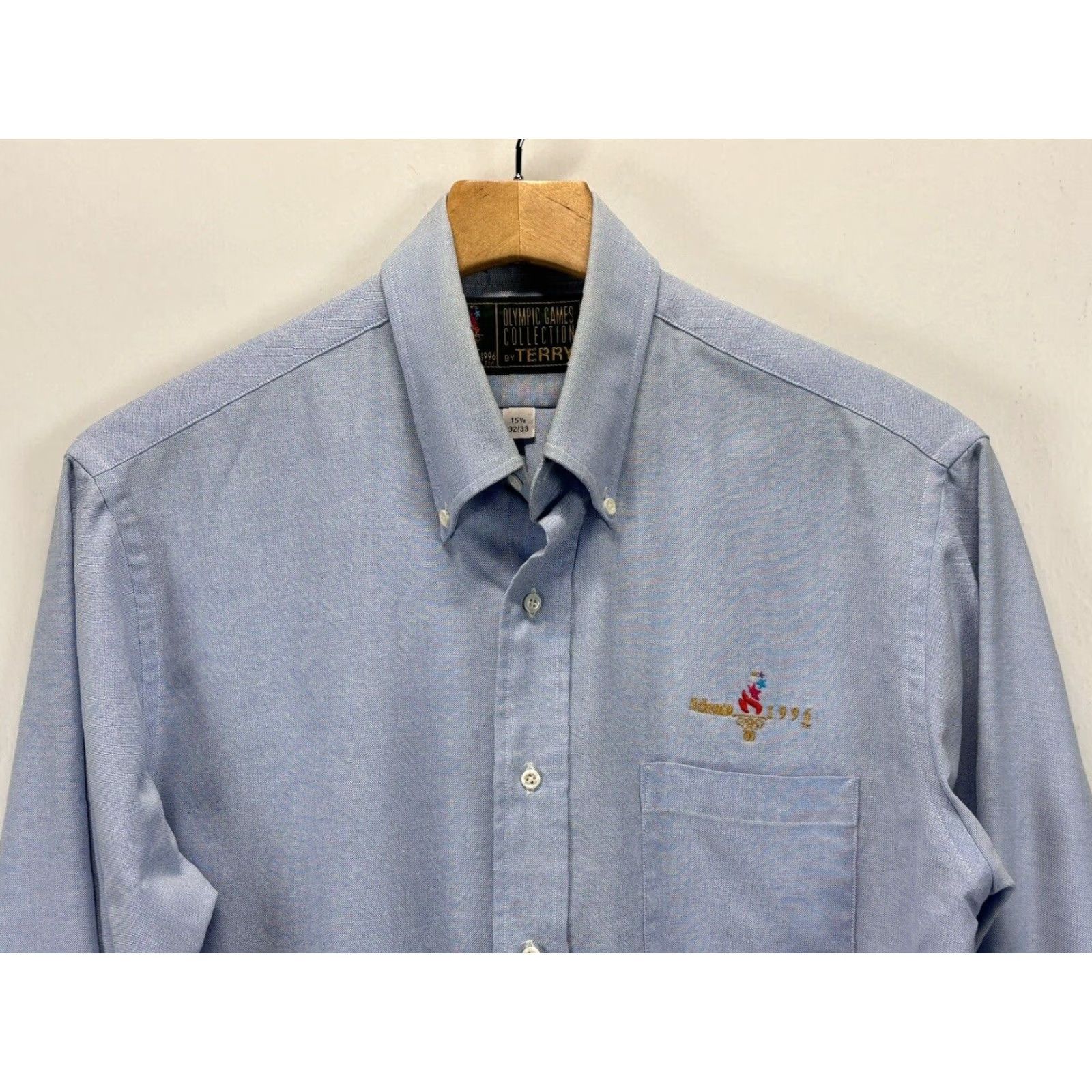 Vintage VINTAGE Atlanta 1996 Olympics Shirt Main Selling Point: Embroidered Button-Front Shirt Adult Men 15.5 Blue 1990s Olympic Mens Shirt Size US M / EU 48-50 / 2 - 2 Thumbnail