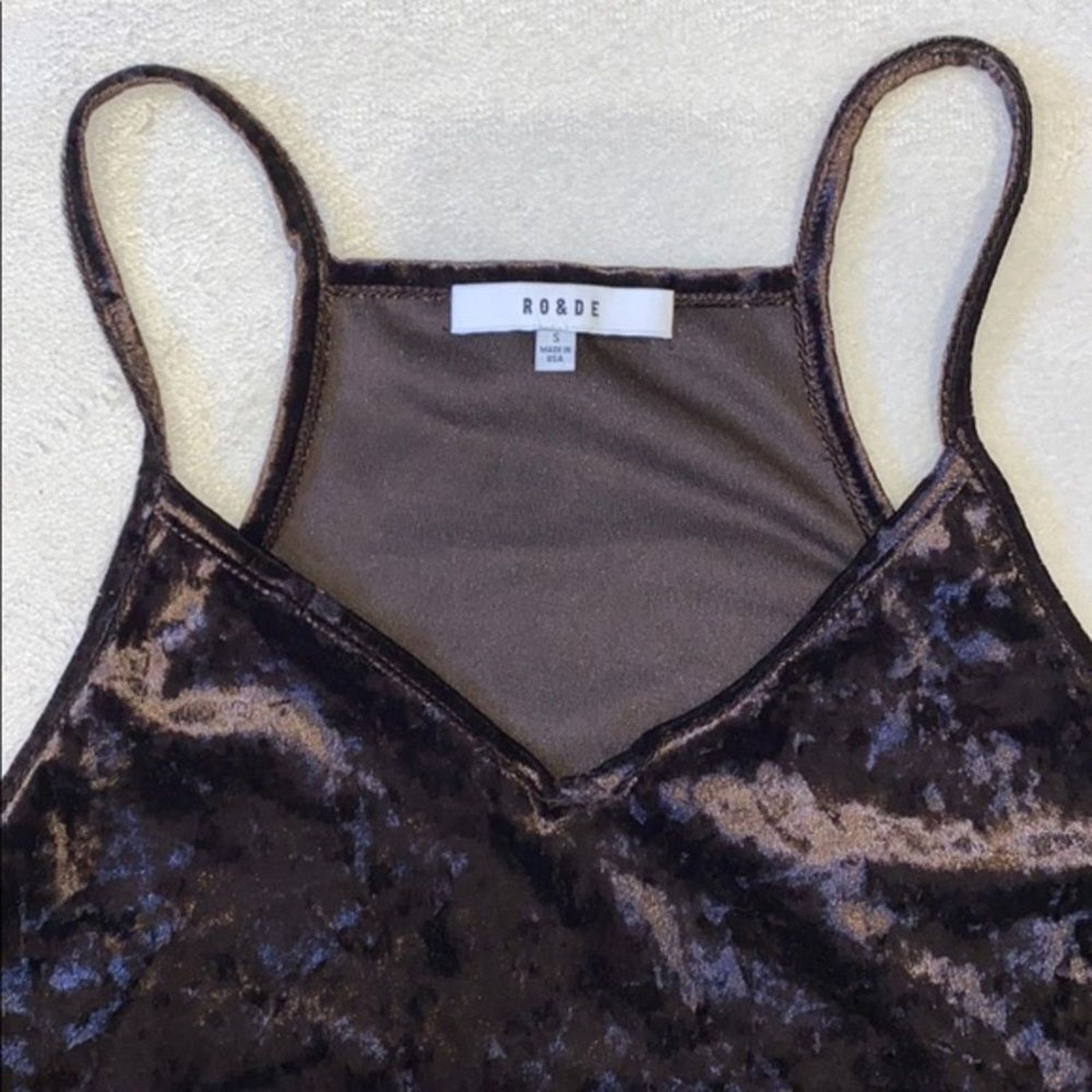 Other Ro&De Dark Brown Velvet V-Neck Tank Top | Sz S Size S / US 4 / IT 40 - 3 Thumbnail