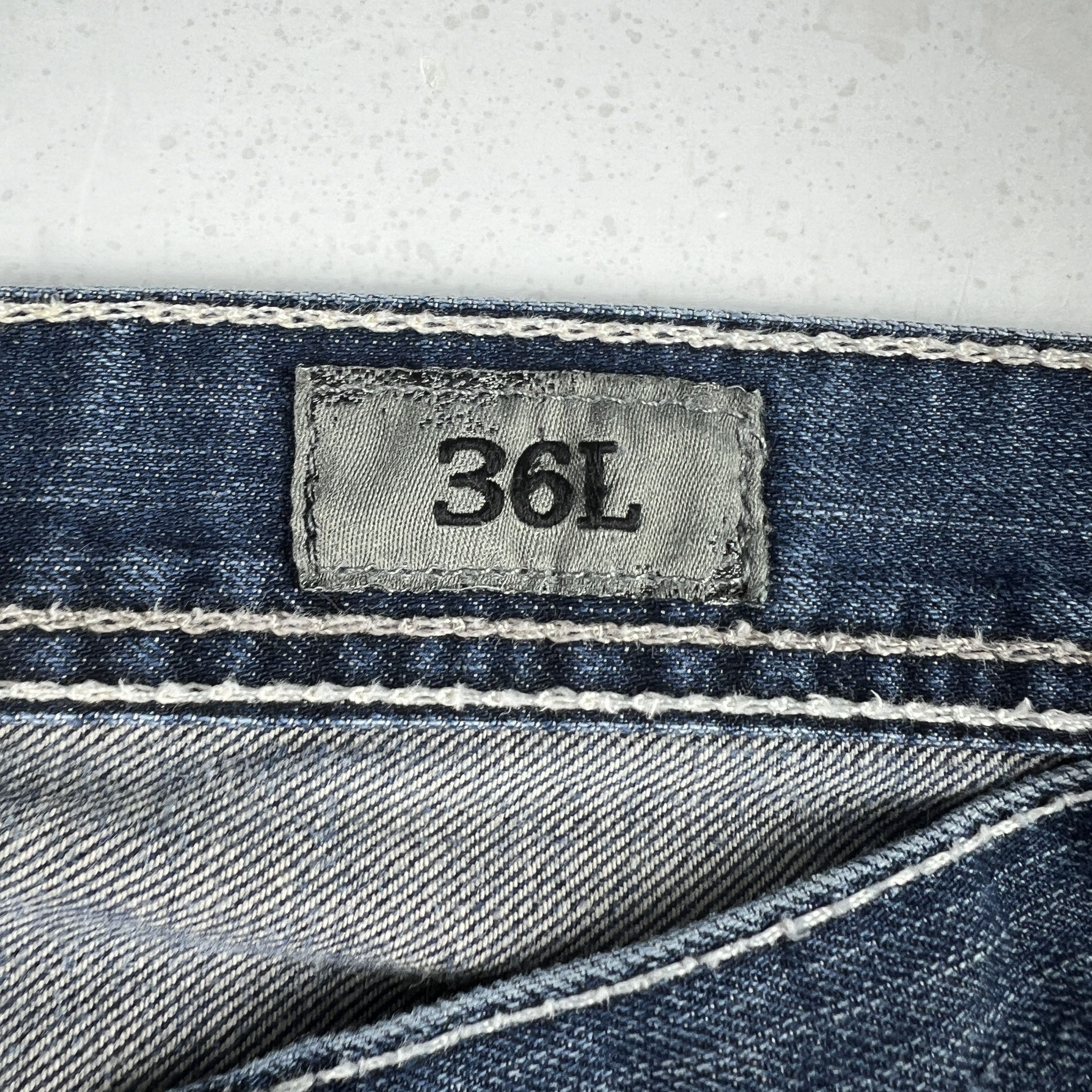BKE BKE Jeans Long Derek Straight Blue Faded Whisker Denim Size US 37 - 10 Thumbnail