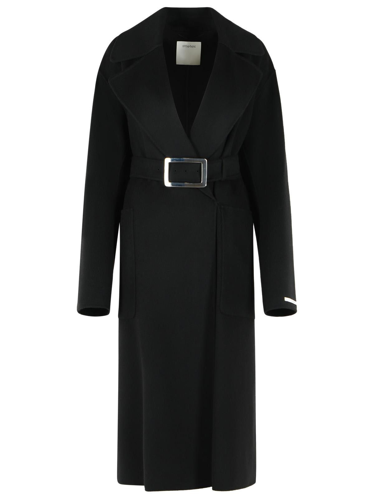 Sportmax SPORTMAX Cose' Robe Coat In Pure Black Virgin Wool Size S / US 4 / IT 40 - 1 Thumbnail