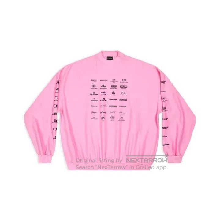 Balenciaga Balenciaga Pink Logo Print Long Sleeve Sweatshirt. Size US M / EU 48-50 / 2 - 1 Thumbnail