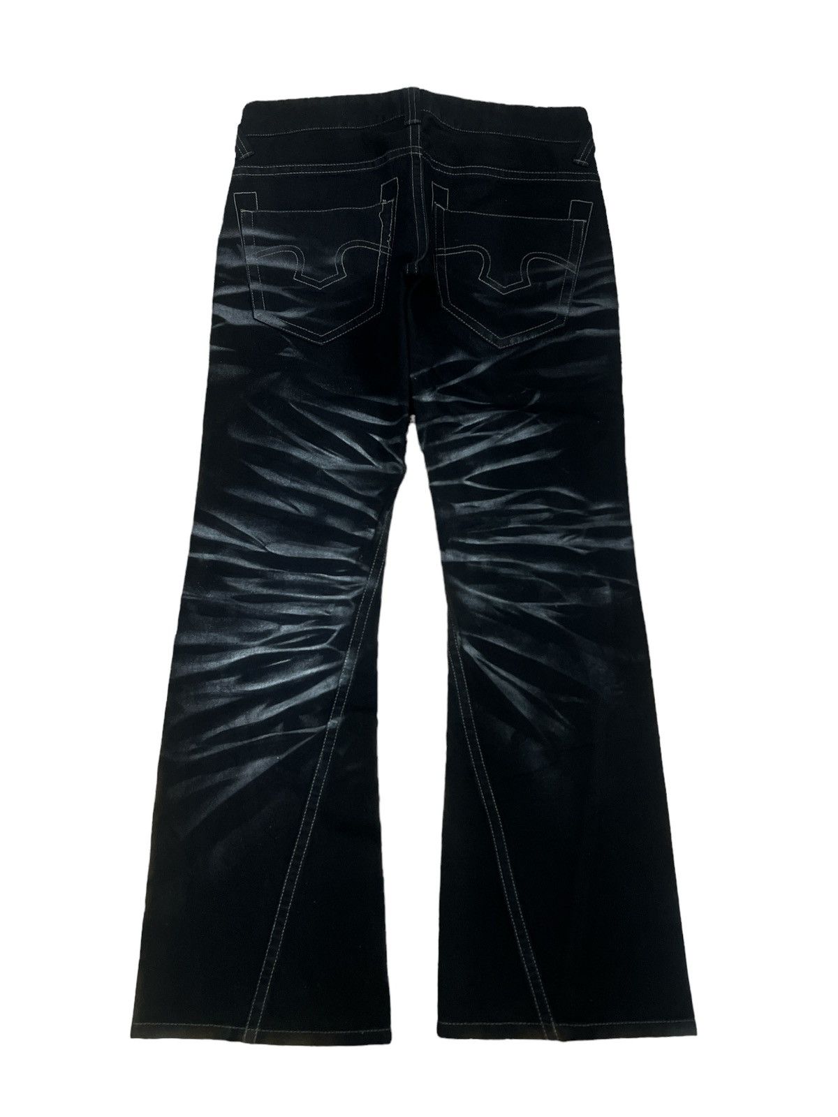 If Six Was Nine FLARED🔥TORNADO MART BLACK DENIM DISTRESSED DENIM PANT Size US 30 / EU 46 - 7 Thumbnail