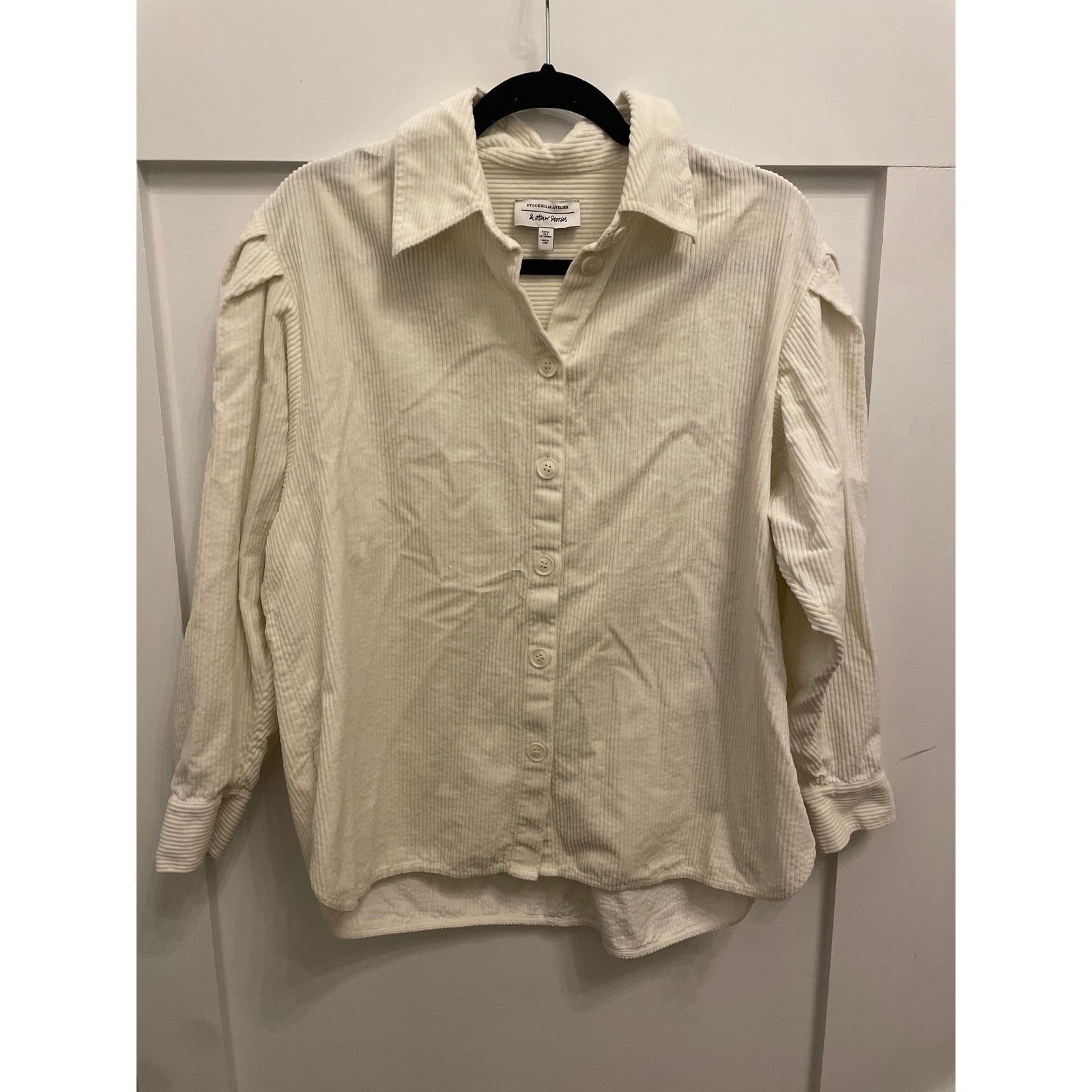 & Other Stories & Other Stories Cream Corduroy Pleated Shoulder Shacket,sz 2 Size XS / US 0-2 / IT 36-38 - 3 Thumbnail
