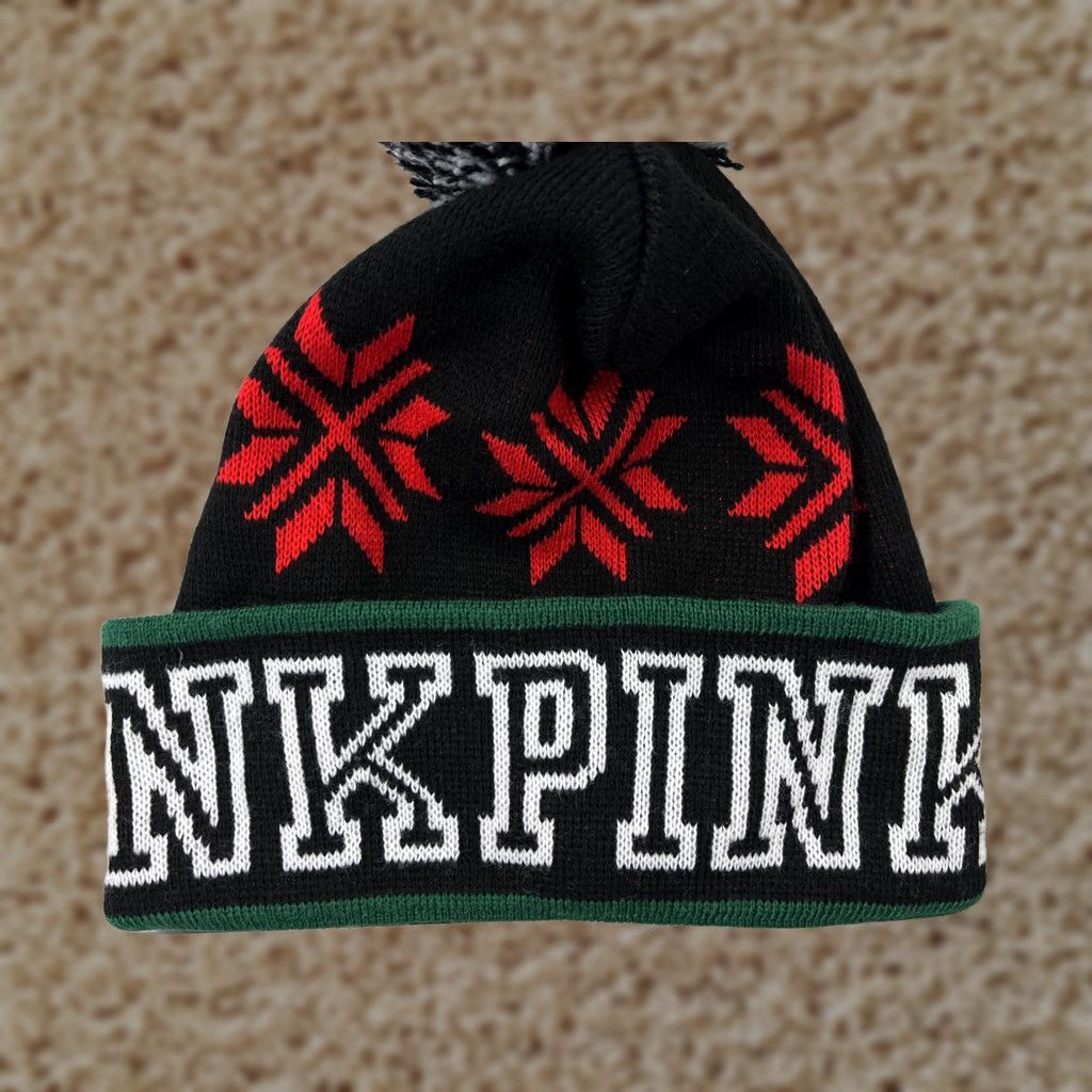 Victoria's Secret Victoria's Secret Beanie Hat Adult One Size Black Fair Isle Acrylic Pom PINK Size ONE SIZE - 1 Thumbnail