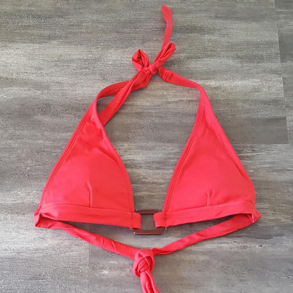Designer Red Square Detailed Bikini Top Size ONE SIZE - 1 Thumbnail
