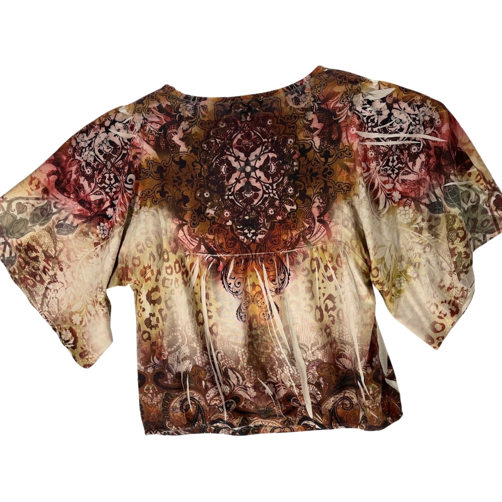 Vintage Unity World Wear Blouse Womens L Brown Short Sleeves Bohemian Fairy Paisley Round Neck Tunic Shirt Everyday Mens? Size L / US 10 / IT 46 - 6 Thumbnail