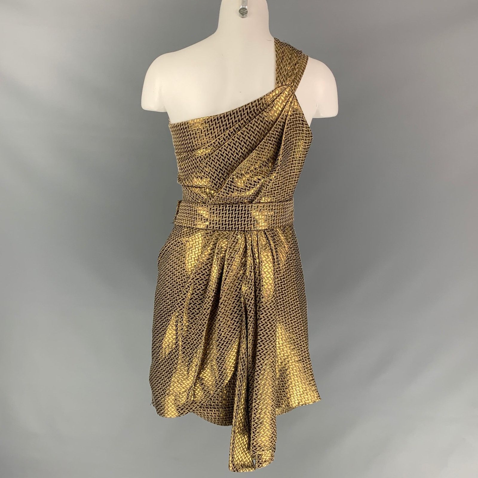 Matthew Williamson MATTHEW WILLAMSON Gold Metallic Cotton Geometric Size S / US 4 / IT 40 - 3 Thumbnail