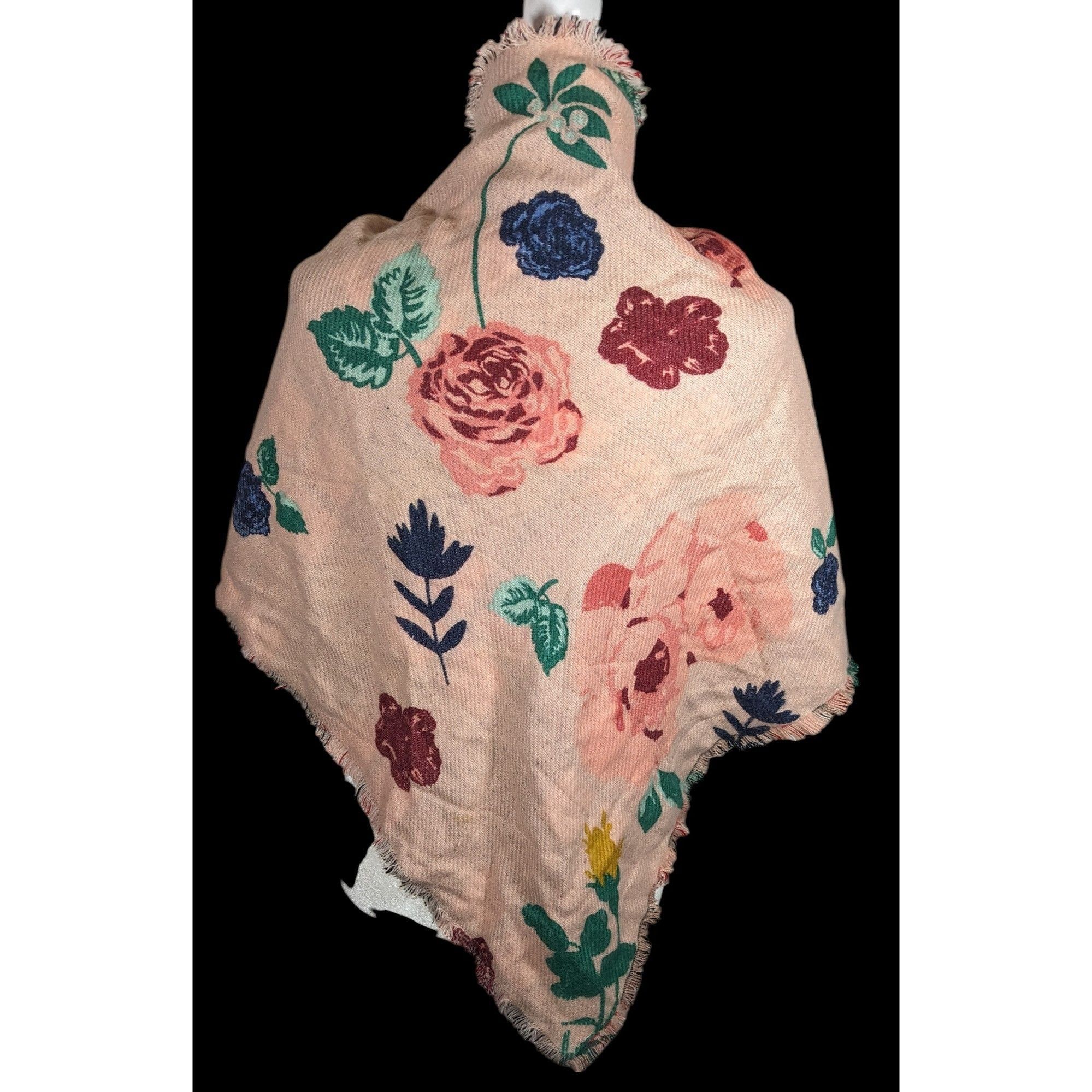 Other Candies Reversible Plaid And Pink Floral Triangle Shawl Size ONE SIZE - 3 Thumbnail