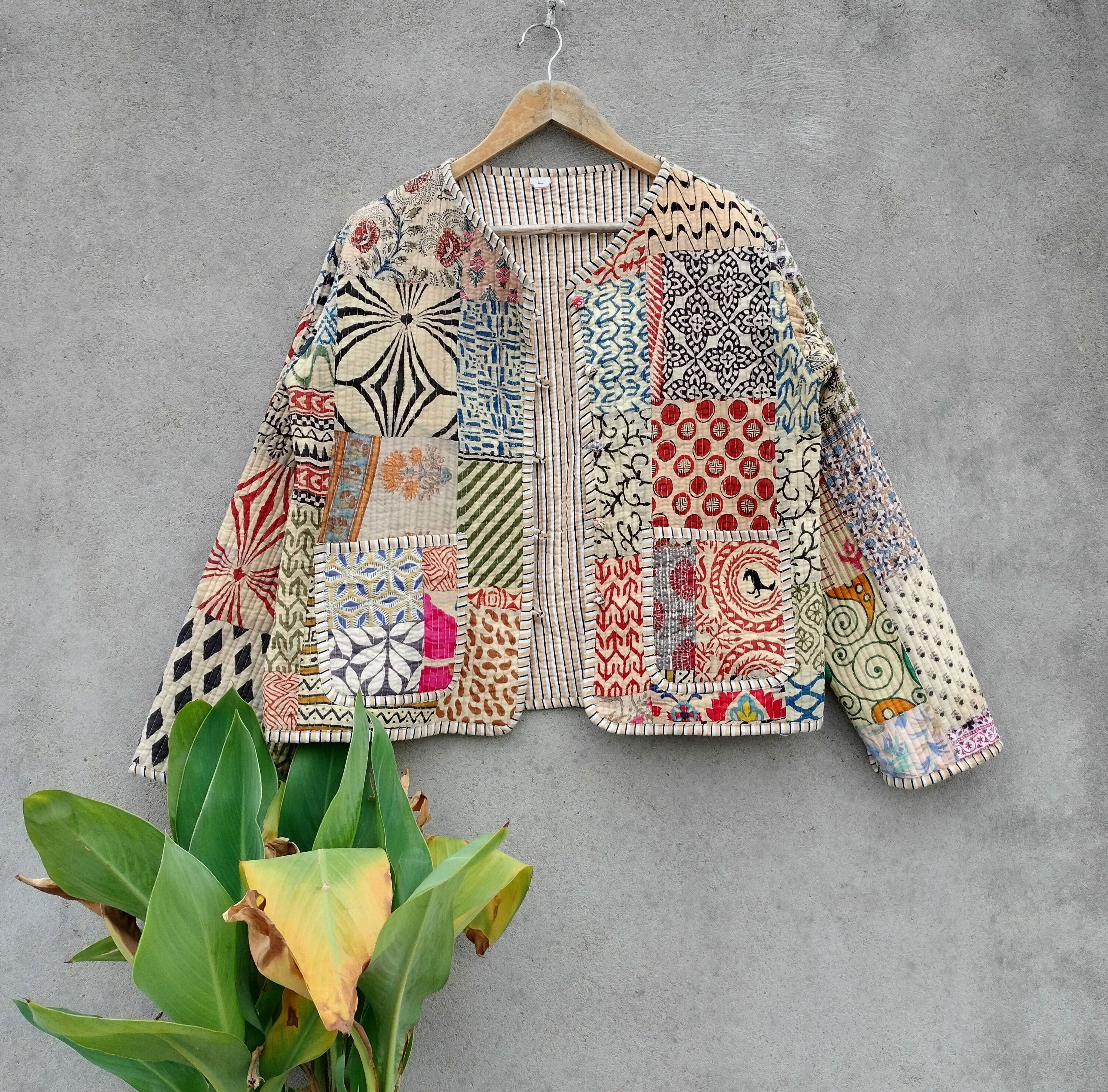 Handmade Patchwork Jacket, Quilted Jackets, Vintage Jackets Size M / US 6-8 / IT 42-44 - 3 Thumbnail