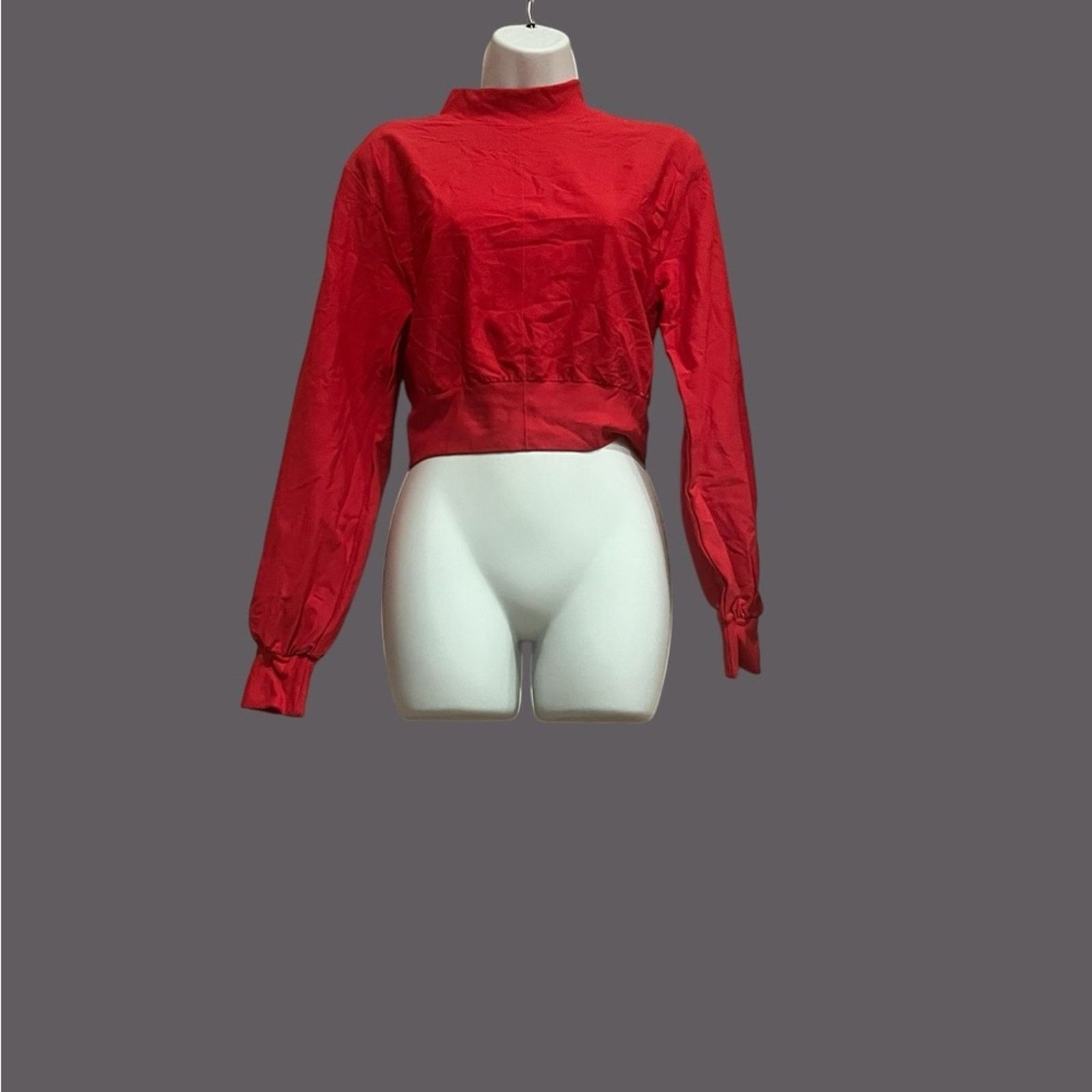 & Other Stories OQQ Red Ribbed Corset Hem Crop Sweatshirt S NWOT Size S / US 4 / IT 40 - 3 Thumbnail