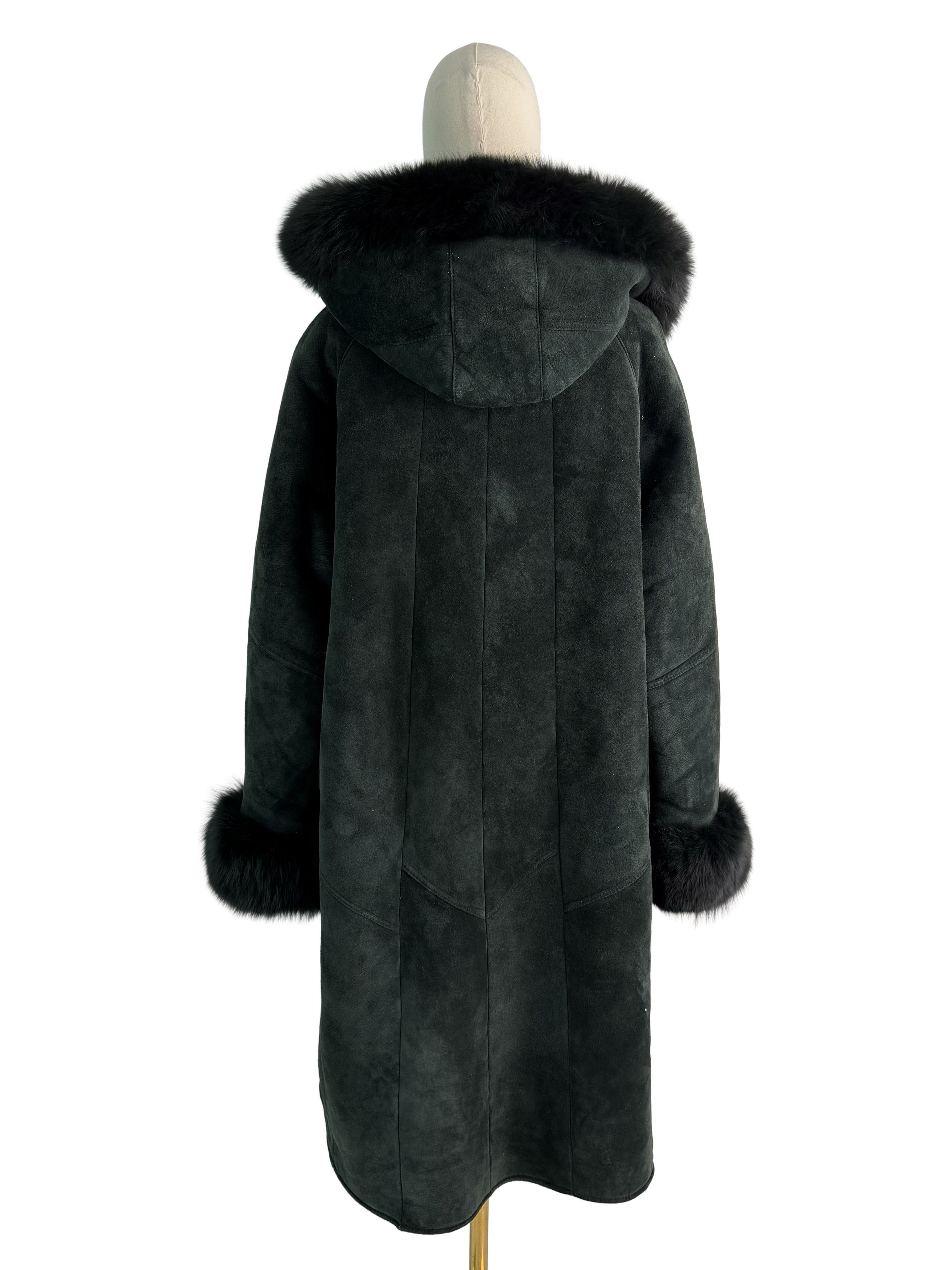 Vintage Vintage Genuine Shearling Sheepskin Long Coat Real Fur Trim Size XL / US 12-14 / IT 48-50 - 5 Thumbnail