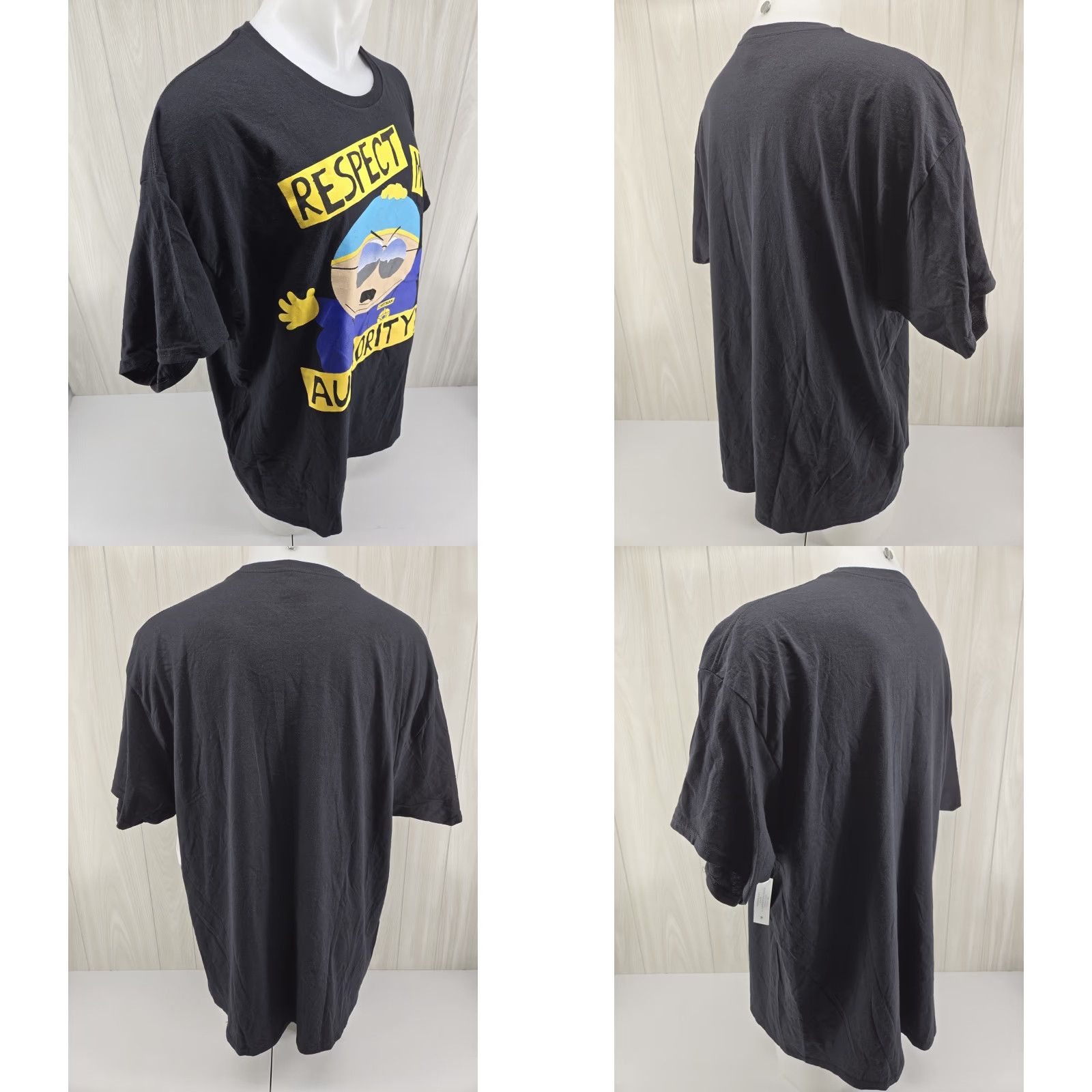 Vintage South Park Cartman Respect My Authority Black T Shirt 2XL Mens Short Sleeve Crew Neck Graphic Print 90s Comedy Central Size US XXL / EU 58 / 5 - 8 Thumbnail