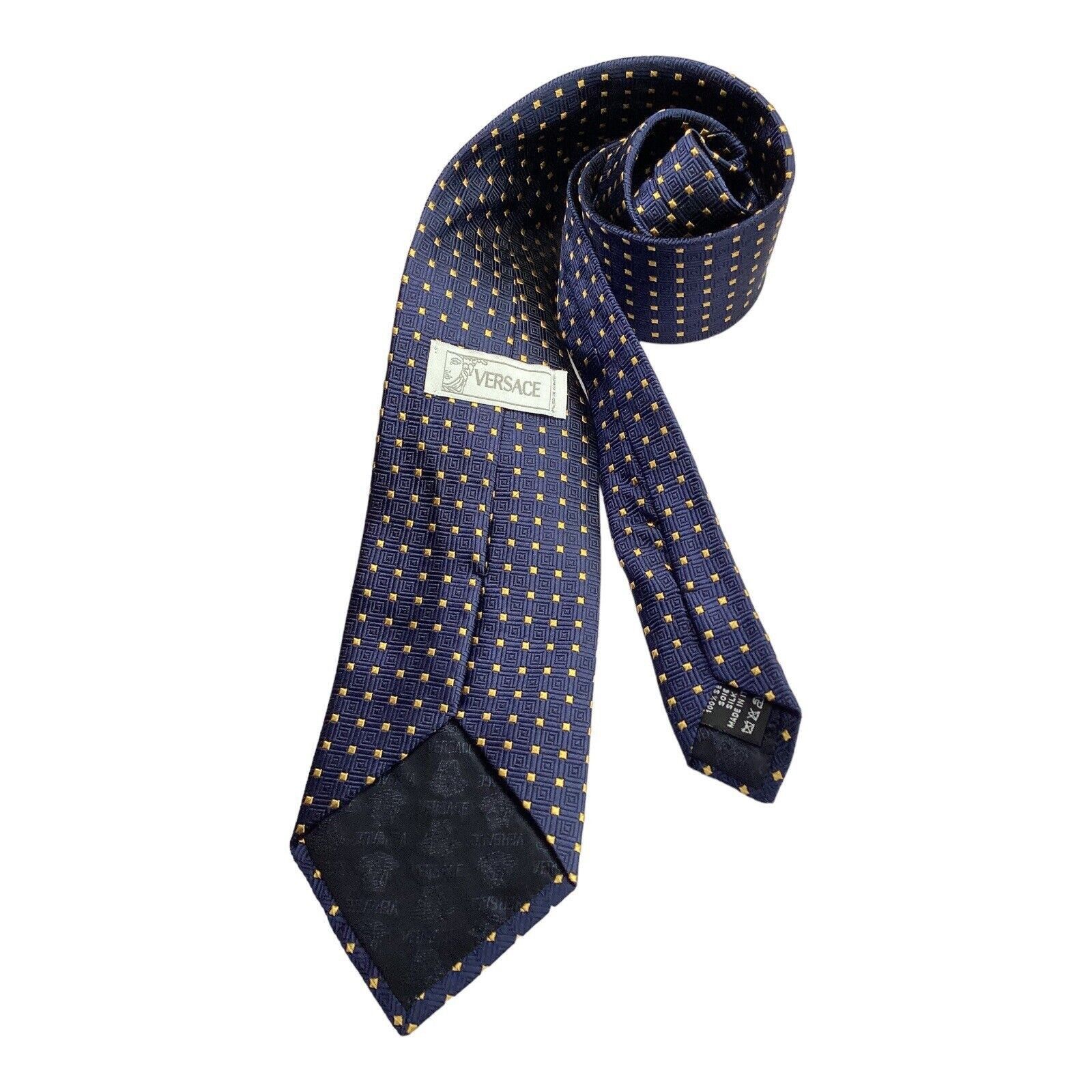 Versace VERSACE Current Blue Geometric Logo Made In Italy Silk Tie W Size ONE SIZE - 1 Thumbnail
