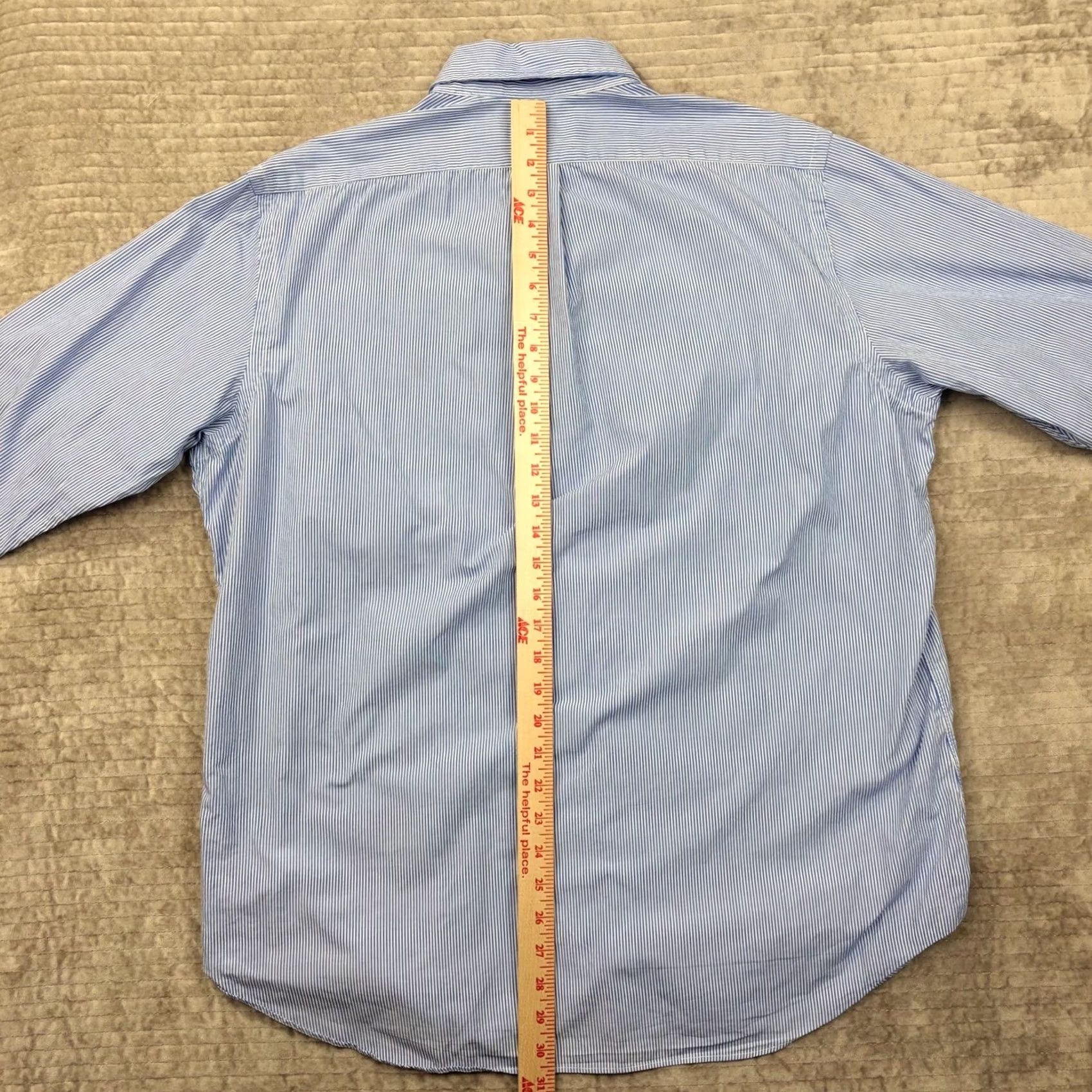 Ralph Lauren Ralph Lauren Mens XL Button-Down Shirt Blue White Striped Cotton Stretch L/S Embroidered Pony Chest 52 in Casual Business Wear Mens XL Size US XL / EU 56 / 4 - 4 Thumbnail