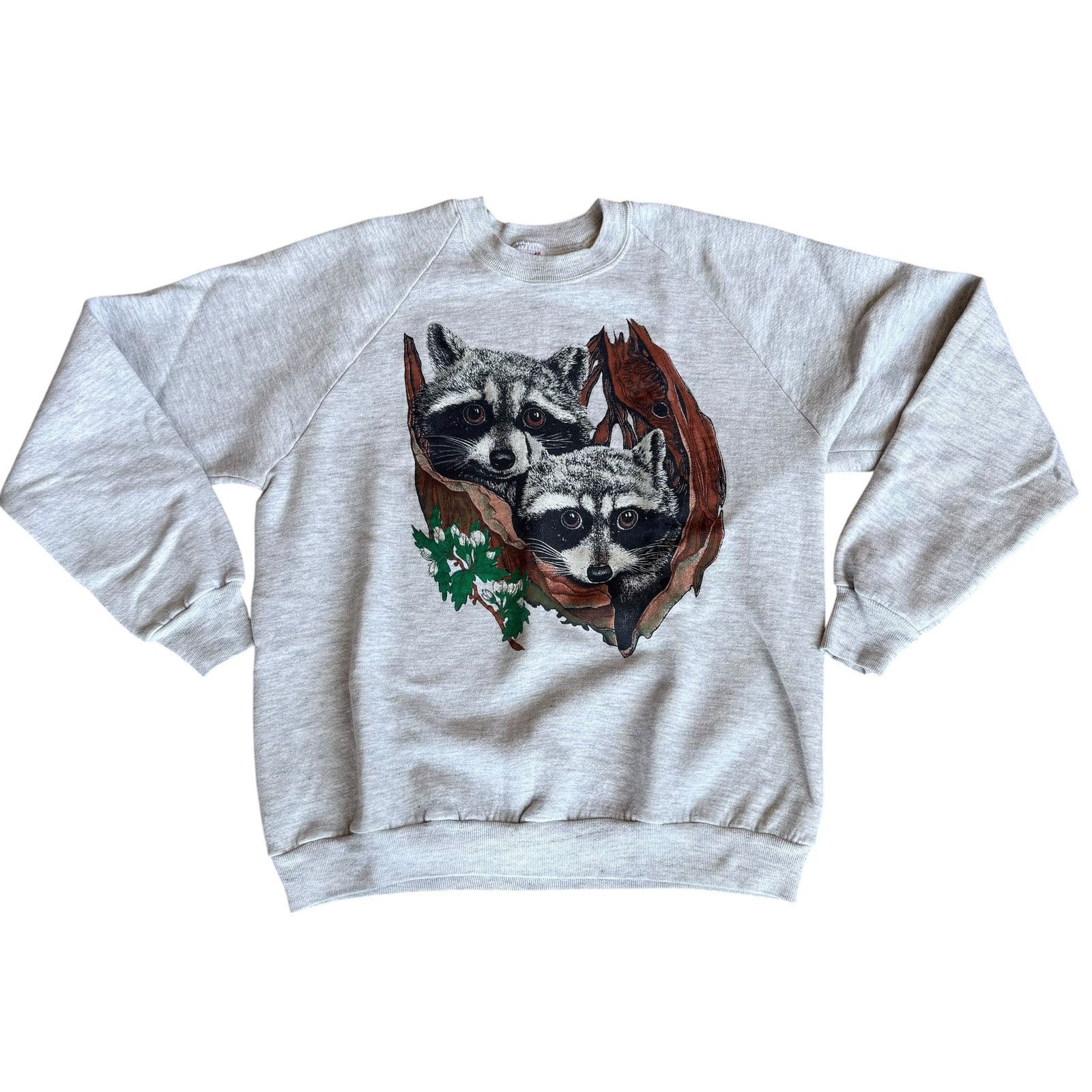 Jerzees Vintage 90s Raccoon Sweater Animal Print Womens Medium Size M / US 6-8 / IT 42-44 - 2 Thumbnail