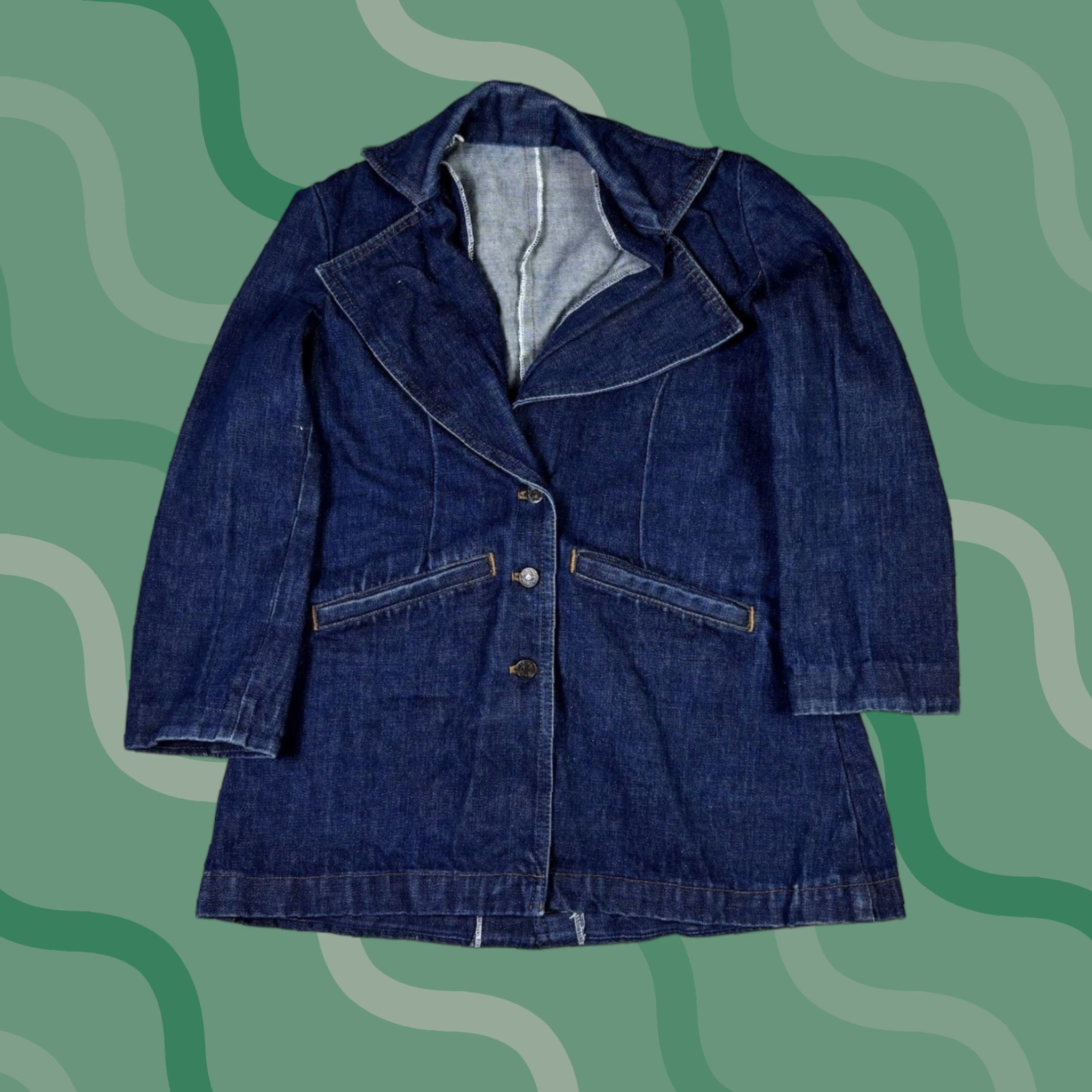 Levi's VINTAGE Levi's Denim Blazer Jacket Women's Small 70s 80s Dark Wash Blue Cotton Mid-Length Button Casual Size S / US 4 / IT 40 - 1 Thumbnail