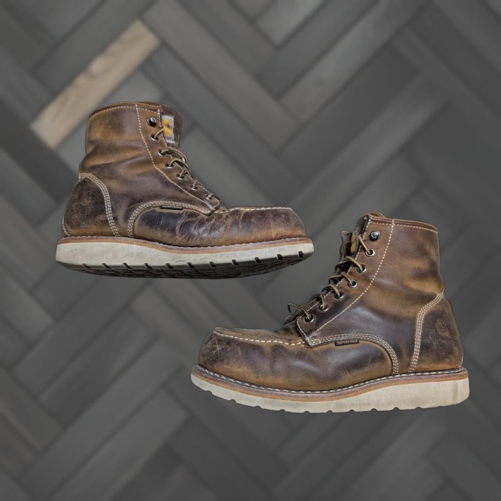 Carhartt Womens Carhartt Work Boots 10 M Brown Leather Safety Steel Toe FW6225 Mohican Moccasin Wedge Sole Workwear Womens Size US 10 / IT 40 - 1 Thumbnail