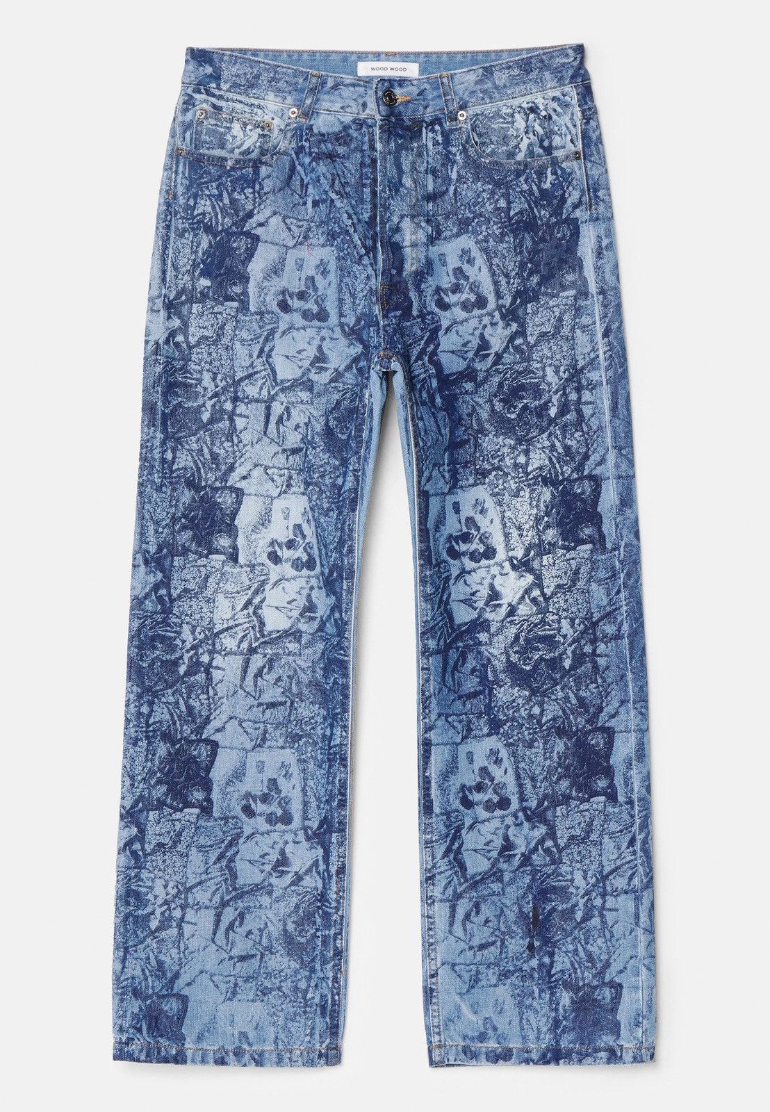 Wood Wood !DS! SS24 Wood Wood Paulo Loose Leg Floral Wash Denim Pants Size US 32 / EU 48 - 2 Thumbnail