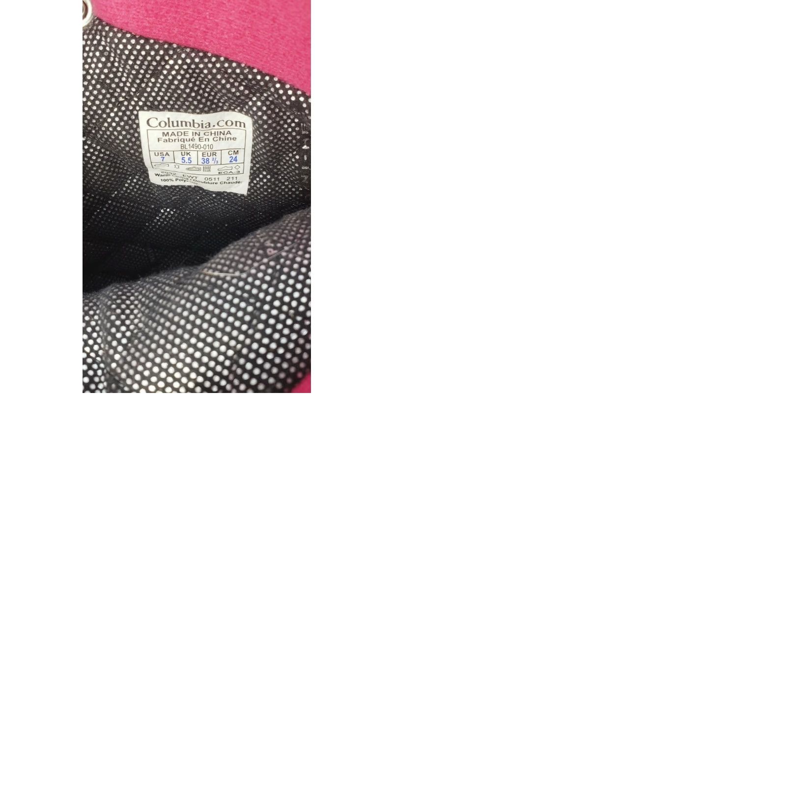 Vintage Columbia Bugaboot Plus Omni Heat Boots Women 7M Black Pink Snow Boot Winter Waterproof 200 Gram BL 1490-010 Size US 6 / IT 36 - 9 Thumbnail