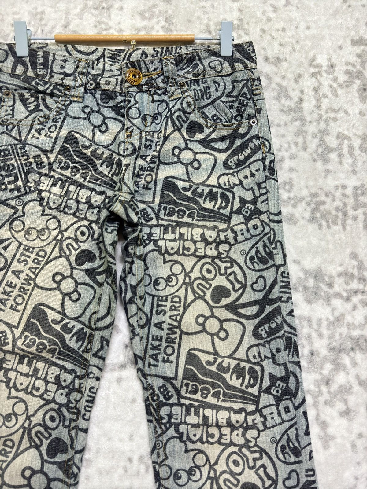 Japanese Brand Vintage Y2K Japanese Punk Denim All Over Print Jeans Size US 30 / EU 46 - 5 Thumbnail