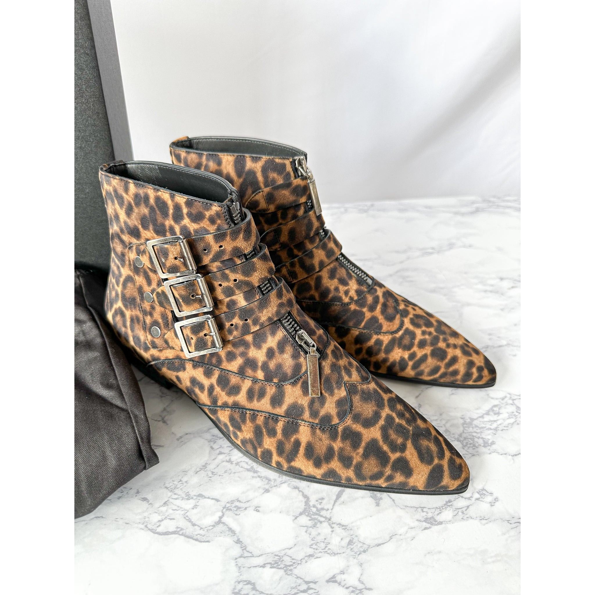Saint Laurent Paris Saint Laurent Stan Boots in Leopard Print Suede Size US 6 / EU 39 - 10 Thumbnail