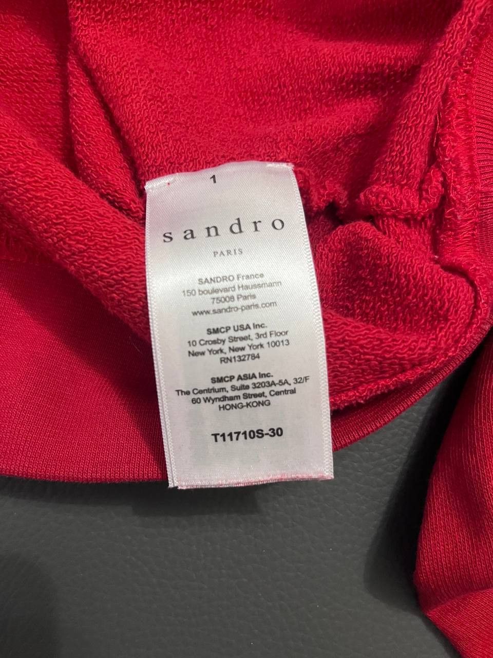 Designer × Sandro Sandro - Flocked Loopback Cotton-Jersey Hoodie - Red Size US S / EU 44-46 / 1 - 4 Thumbnail