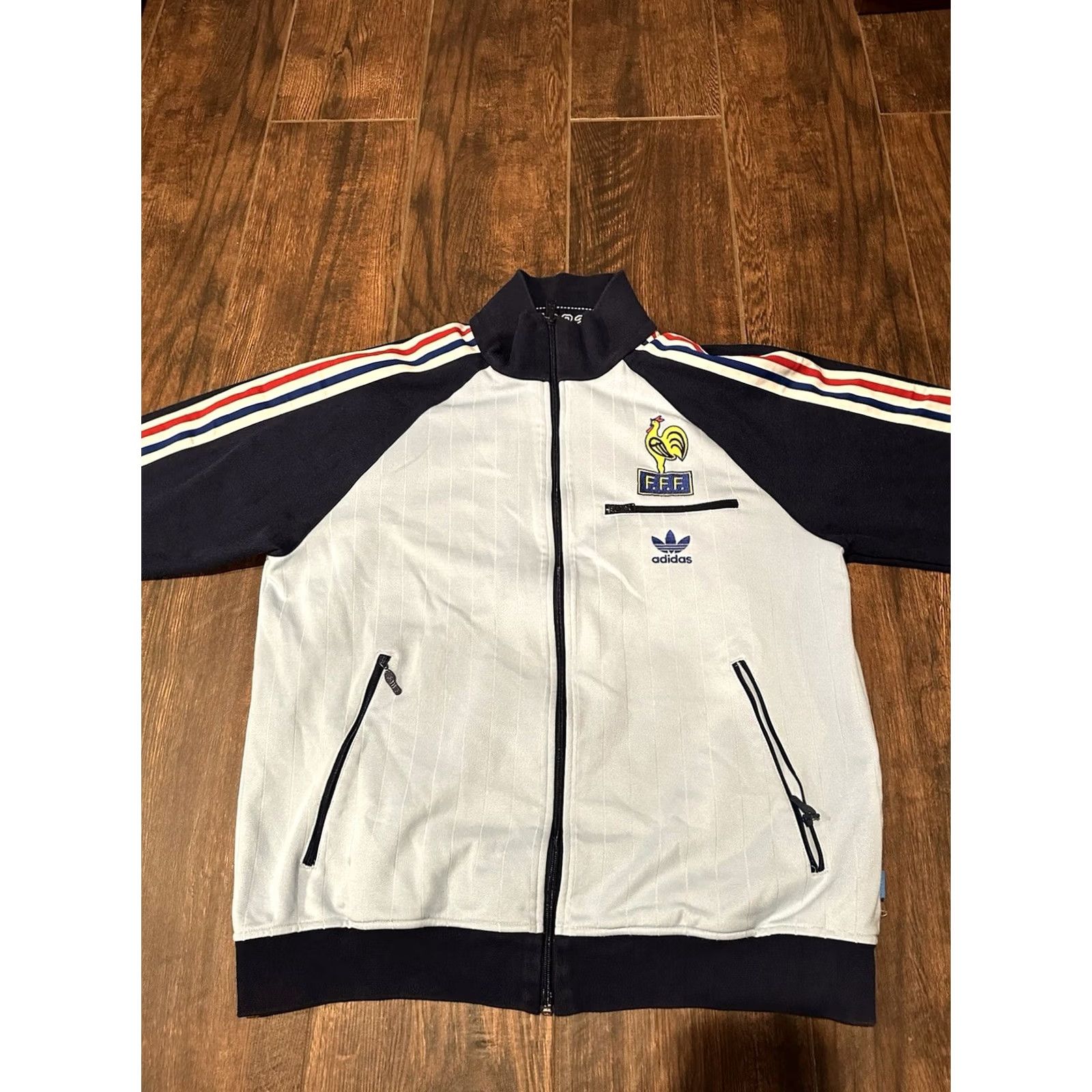 Adidas VINTAGE Adidas France 1982 Retro World Cup Soccer Football Track Jacket Blue XL Mens" Size US XL / EU 56 / 4 - 4 Thumbnail