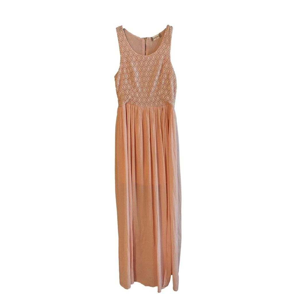 Other Altar'd State sz M Lace Sleeveless Peach Hi Lo Maxi Dress Size M / US 6-8 / IT 42-44 - 8 Thumbnail