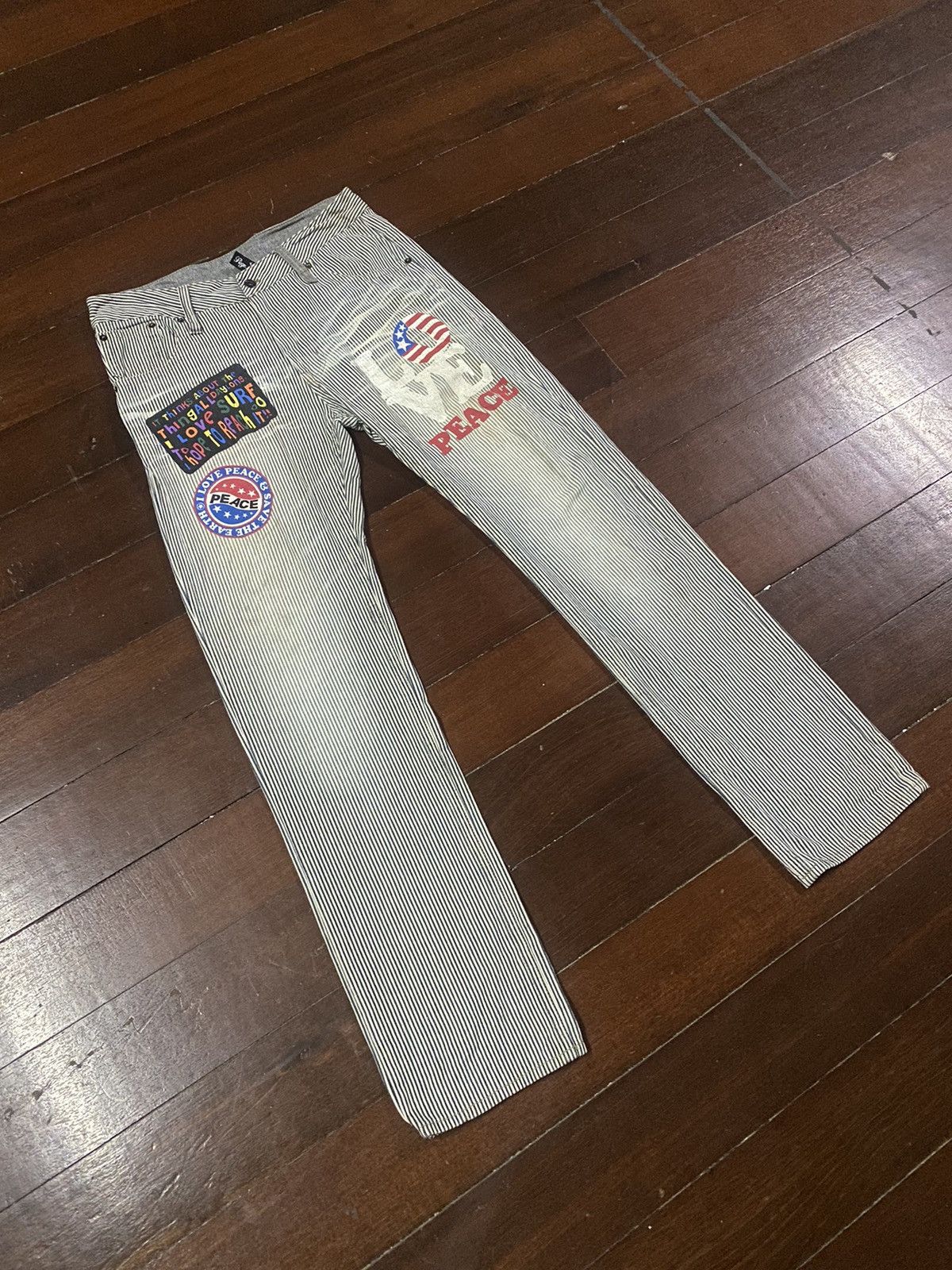 If Six Was Nine FIRE 🔥 CLONE Hickory I LOVE PEACE ☮️ SURF Japan Denim Jeans Size US 34 / EU 50 - 2 Thumbnail